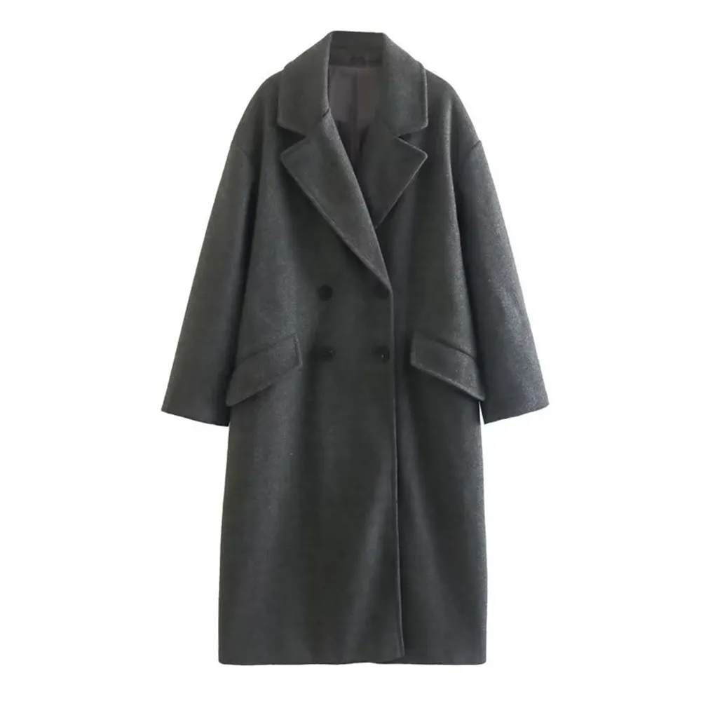 Stylish Unisex Double Breasted Wool Blend Windbreaker Coat for Women & Men | Perfect for Autumn & Winter Outdoor Activities