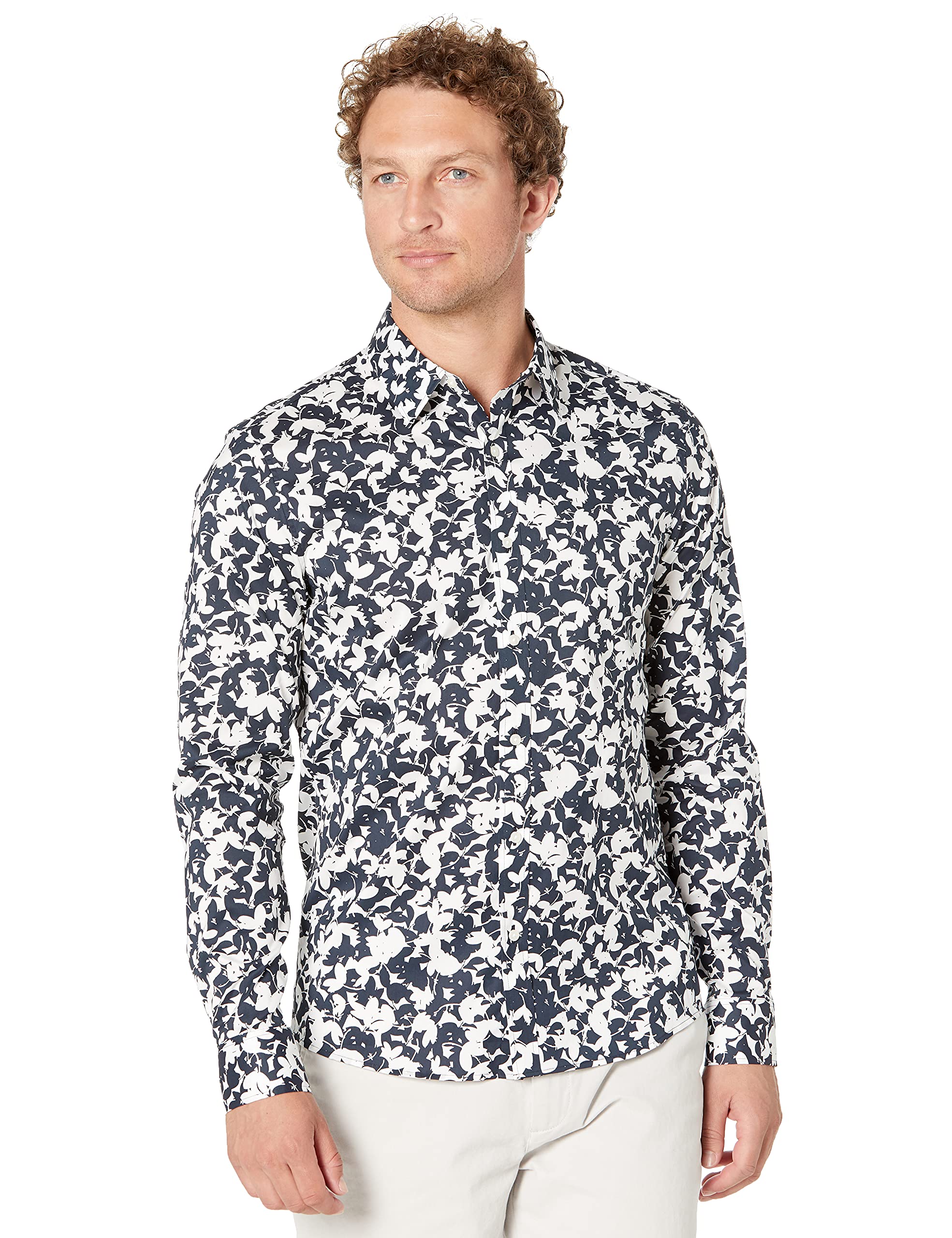 Michael Kors Women's Long Sleeve Leaf Print Blouse - Elegant Floral Shirt for Work, Office & Casual Wear | Comfortable & Stylish Top for Everyday Outfits