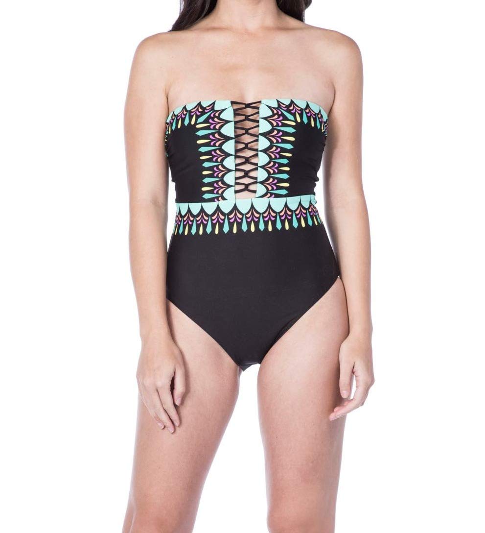 Trina Turk Women's Bandeau One Piece Swimsuit - Stylish Solid Color Bathing Suit for Beach, Pool & Vacation | Comfortable Swimwear with Adjustable Straps