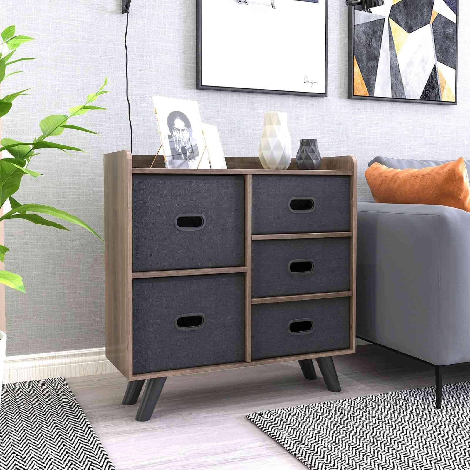 FRITHJILL 5-Drawer Dresser - Modern Fabric Storage Organizer for Bedroom & Living Room - Space-Saving Chest for Clothes, Toys, and Home Organization