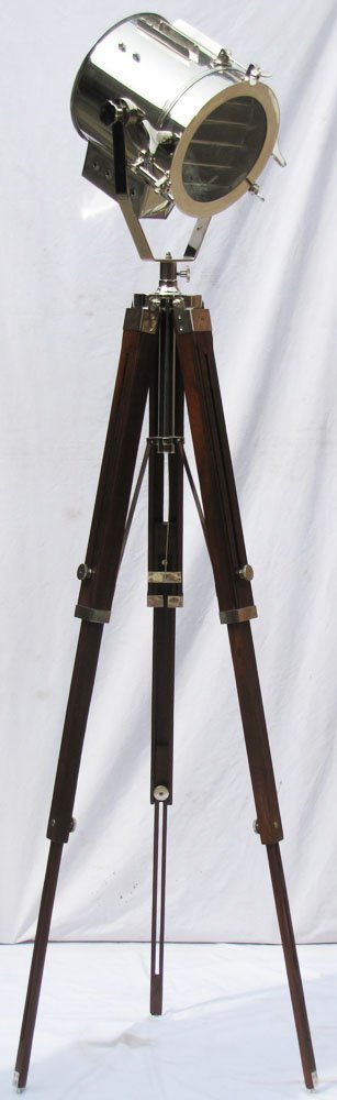 Vintage THOR INSTRUMENTS Marine Searchlight with Wooden Tripod - Nautical Decor, Maritime Collectible, Rustic Home Decor Gift for Boat Enthusiasts & Coastal Living Spaces