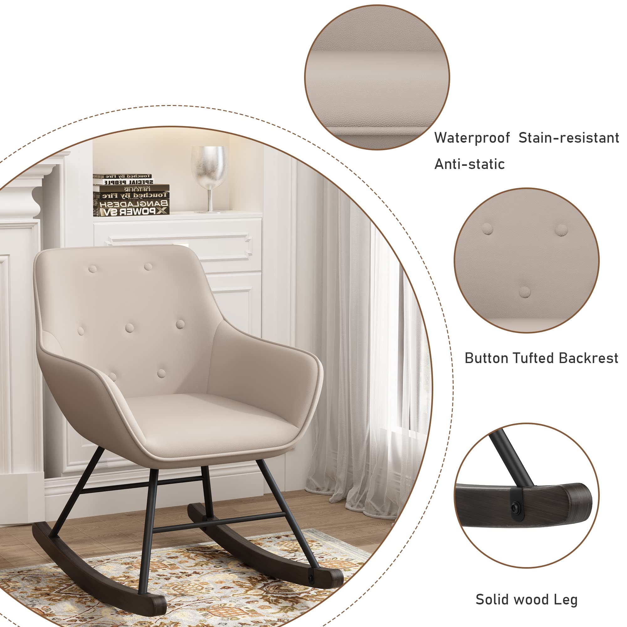 Aklais 2-Piece Accent Chair Set - Upholstered Living Room Armchairs with Solid Wood Legs, Button Tufted Design, Comfortable Side Chairs for Living Room, Bedroom, Office - Light Grey - Perfect for Reading Nooks, Guest Seating & Home Decor