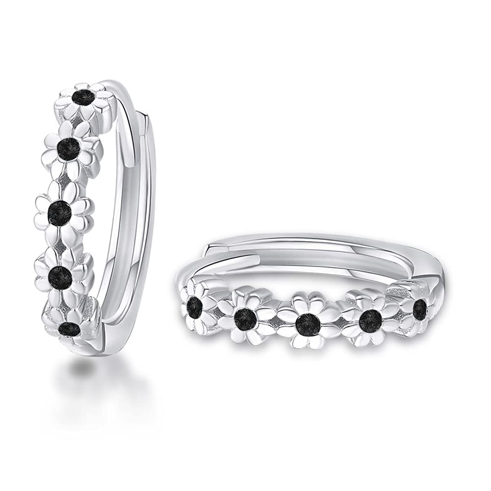 CiNily Small Hoop Earrings for Women - 14K Gold Plated Flower Cubic Zirconia Huggie Earrings - Hypoallergenic Cartilage Earrings for Girls - Perfect for Everyday Wear, Parties & Gifts
