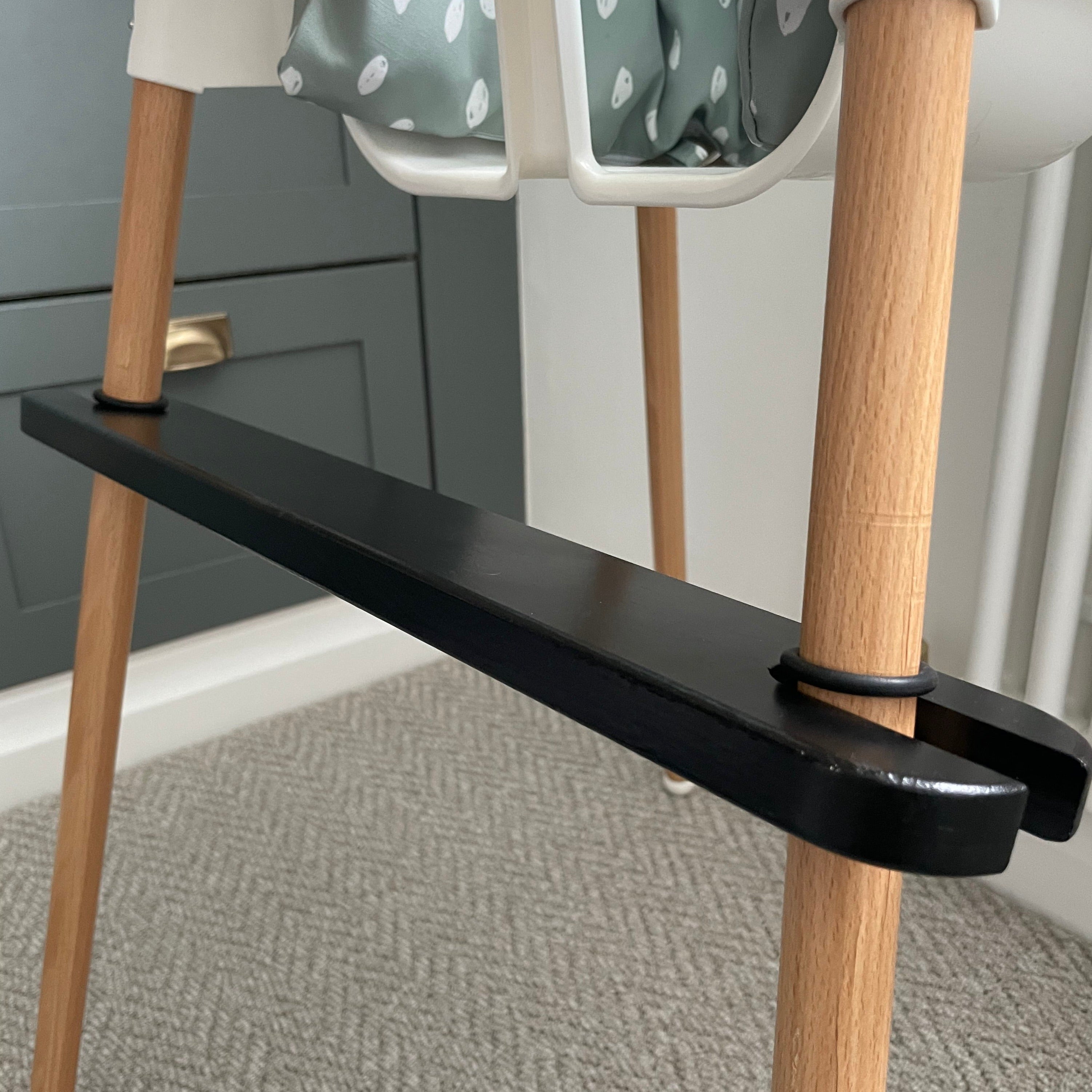 IKEA Highchair Footrest - Adjustable Black Wood Foot Rest for Baby Feeding Chair - Perfect for Toddler Mealtime Safety & Comfort