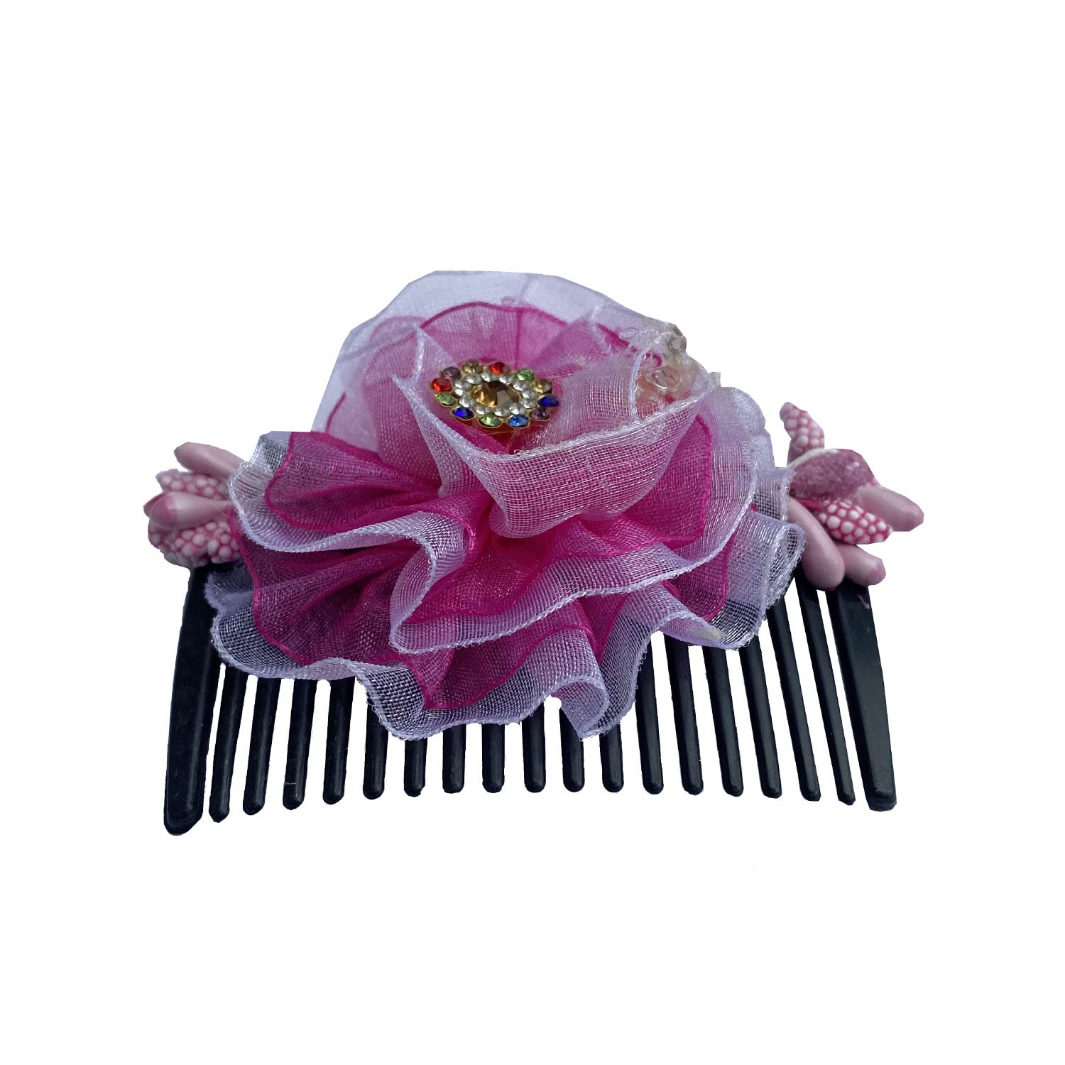 Vinshbond Women's Flower Hair Clips - 2 Pack Pink Hair Comb Pins & Slide Clips for Women & Girls - Perfect for Weddings, Parties & Everyday Hairstyles