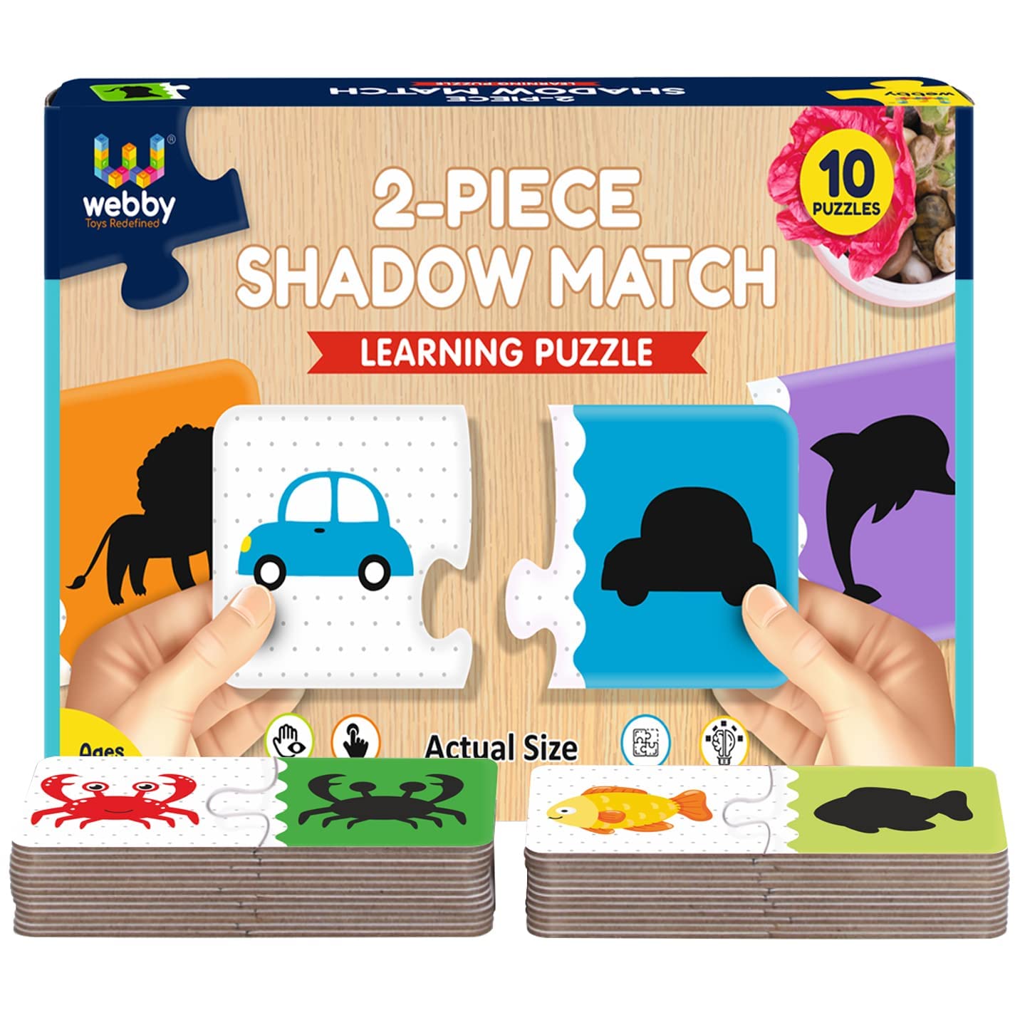 Webby Shadow Match 2-Piece Learning Pack Jigsaw Puzzle - Montessori Early Educational Preschool Toys for Kids Ages 3+ - Perfect for Homeschooling, Classroom Activities & Cognitive Development