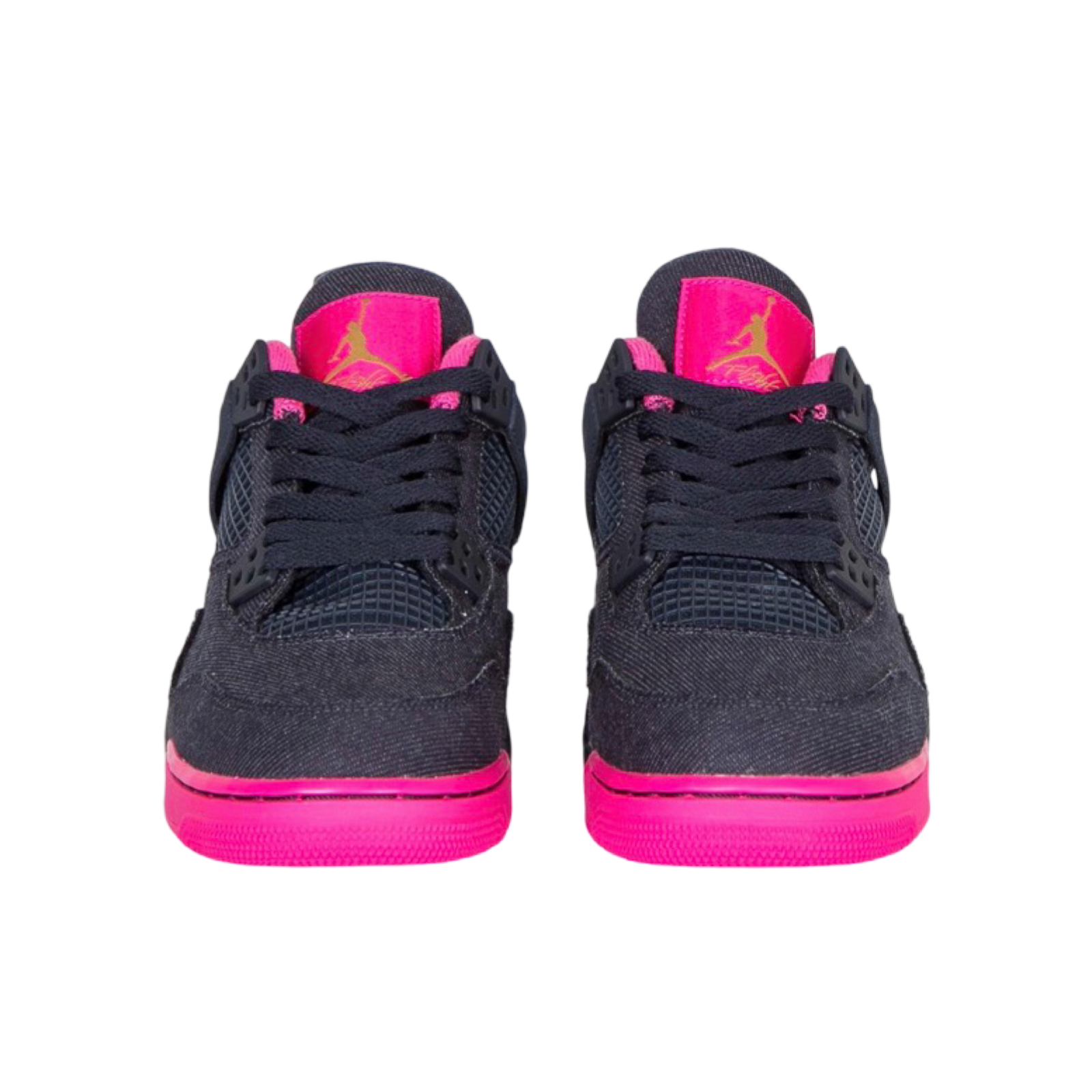Air Jordan 4 GS Denim Sneakers in Dark Obsidian with Metallic Gold & Pink Accents - Perfect for Casual Wear, Street Style & Basketball Enthusiasts