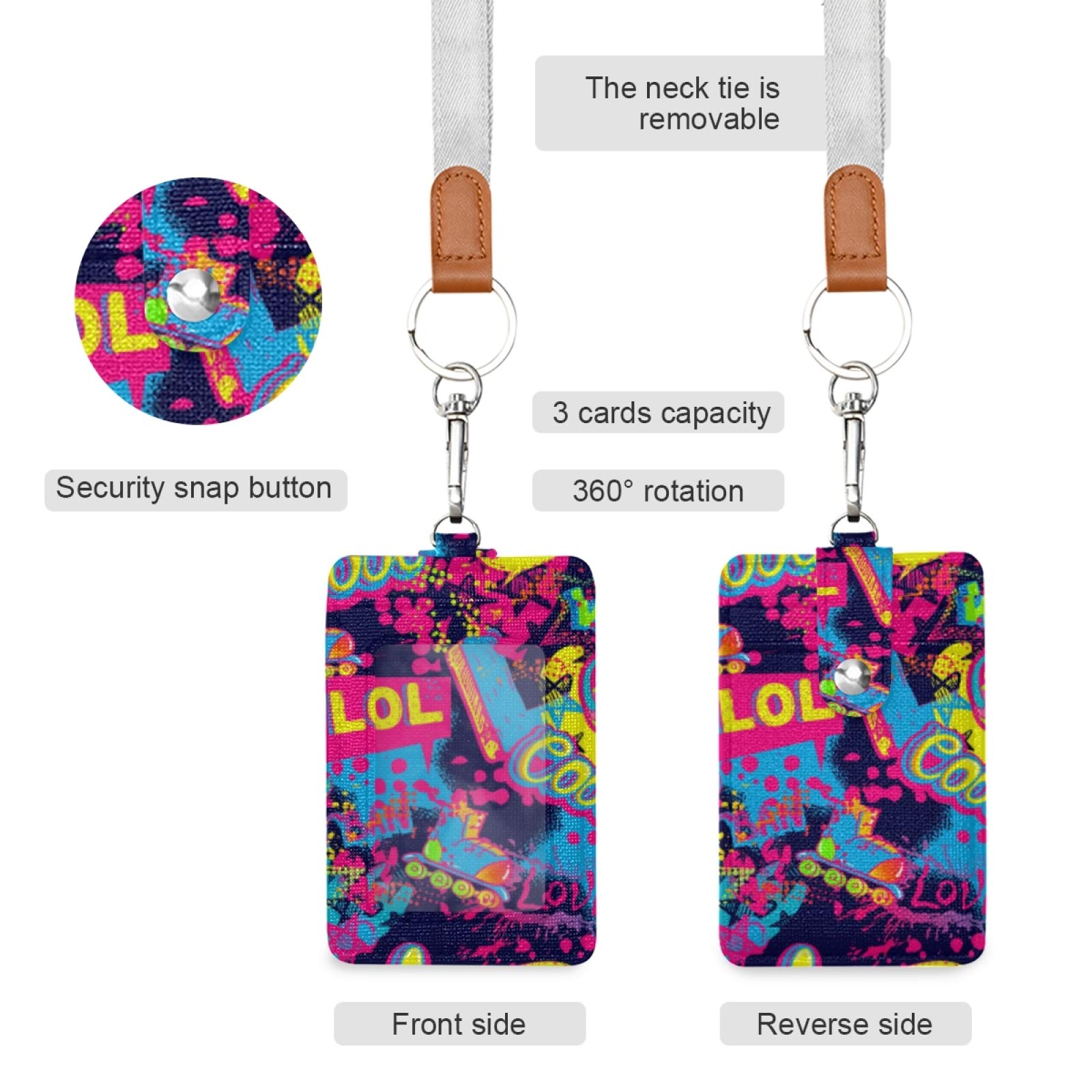 Abstract Graffiti ID Badge Holder with Lanyard - Office & School Staff Use