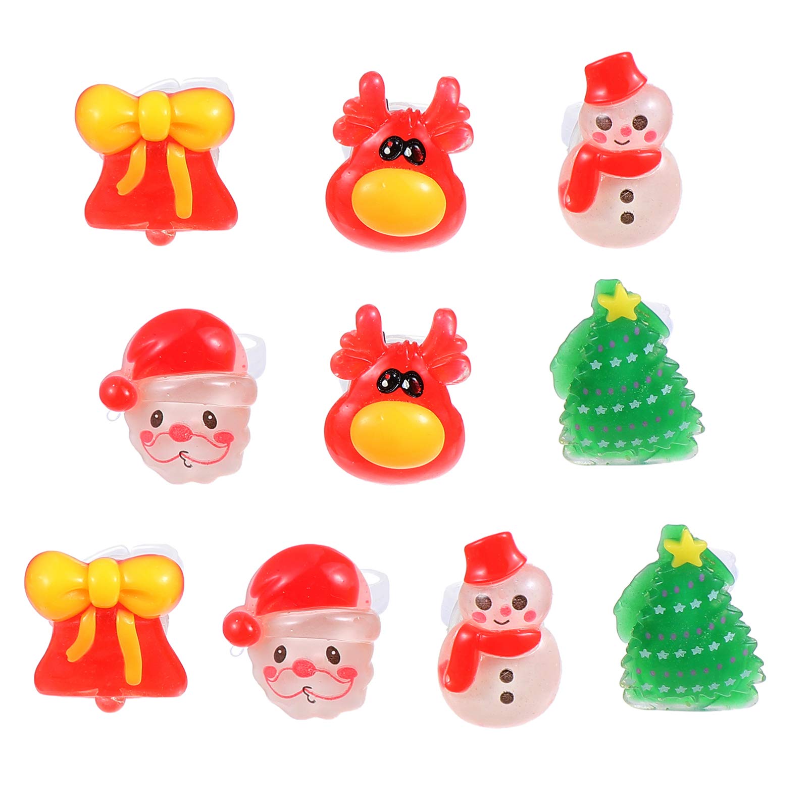 Tomaibaby 10Pcs Christmas Light Up Rings - Glow LED Finger Rings for Kids, Fun Flashing Party Toys, Glow in The Dark Stocking Stuffers (Random Style) - Perfect for Holiday Parties, Birthdays & Nighttime Play