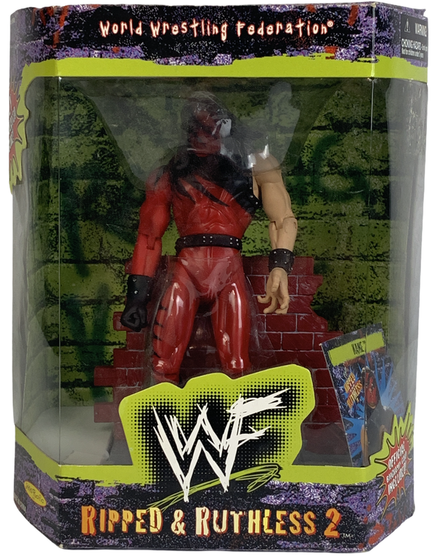 1998 WWF Jakks Pacific Ripped & Ruthless Series 2 Kane Wrestling Action Figure - Collectible Vintage WWE Toy for Wrestling Fans & Nostalgic Collectors - Perfect for Display, Play, and Wrestling Memorabilia Collections