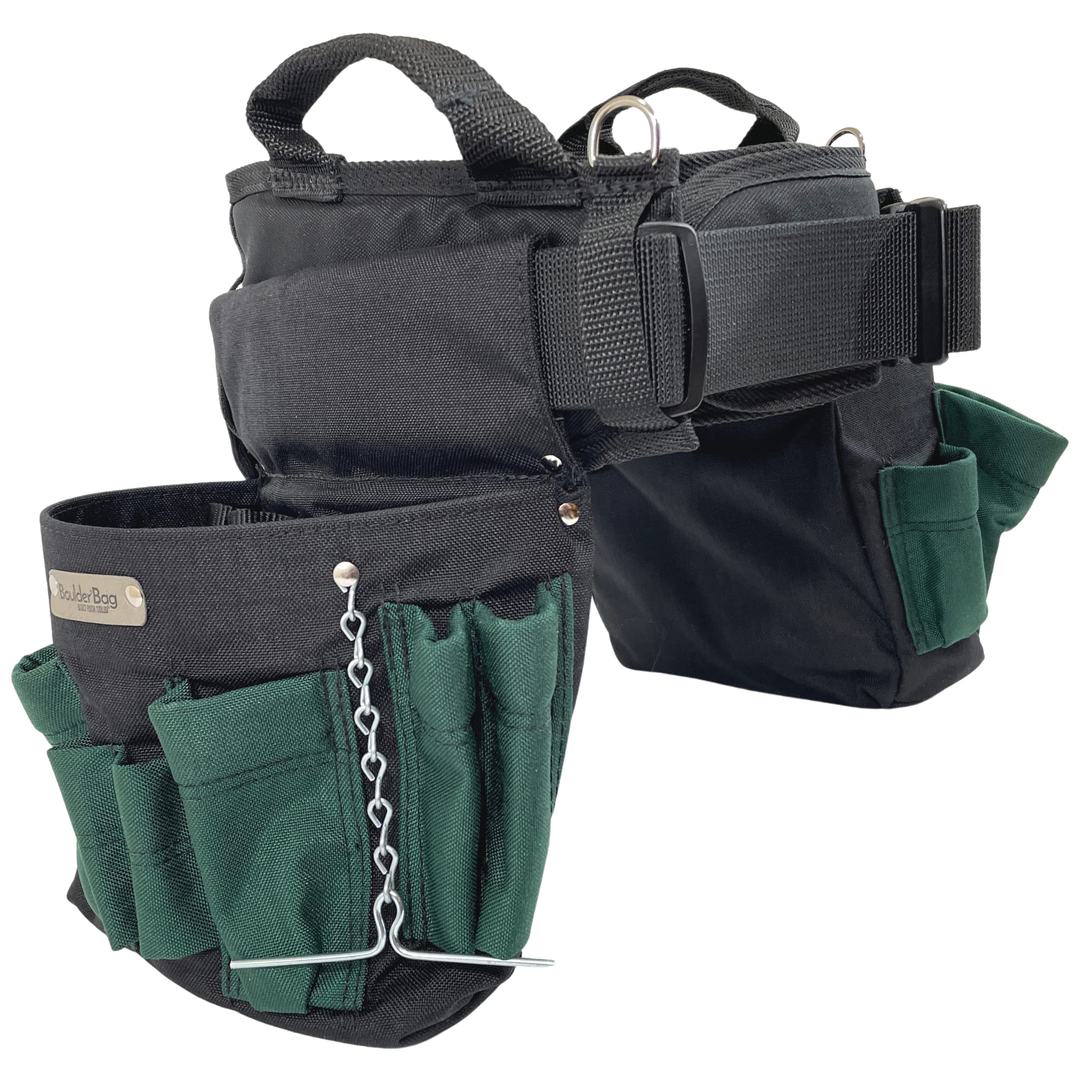 BOULDER BAG Professional Electrician's MAX Combo Tool Belt with Comfort Back Support & Quick Release Buckle - Heavy Duty Work Belt for Electricians, Green, XL (37-42 Inch Waist), Made in USA - Perfect for Construction, Wiring & Electrical Maintenance Jobs