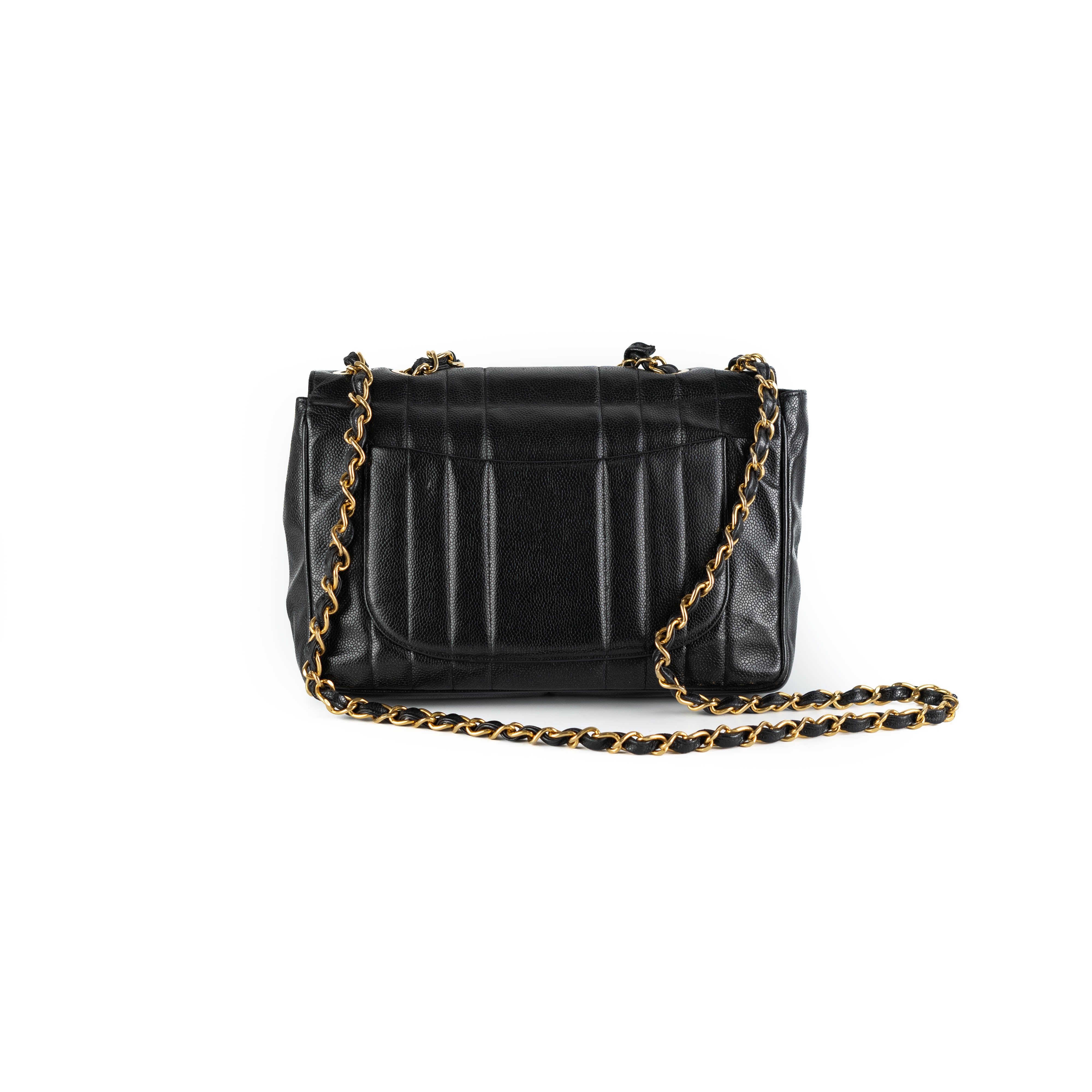 Chanel CC Vertical Jumbo Flap Bag in Black Caviar Leather - Luxury Designer Shoulder Bag for Women, Perfect for Evening Events & Special Occasions