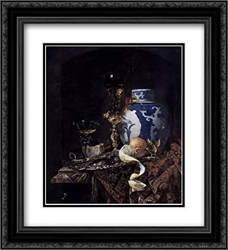 Willem Kalf Late Ming Ginger Jar 20x22 Black Ornate Frame Double Matted Museum Art Print - Perfect for Home Decor, Office Wall Art & Gift for Art Lovers