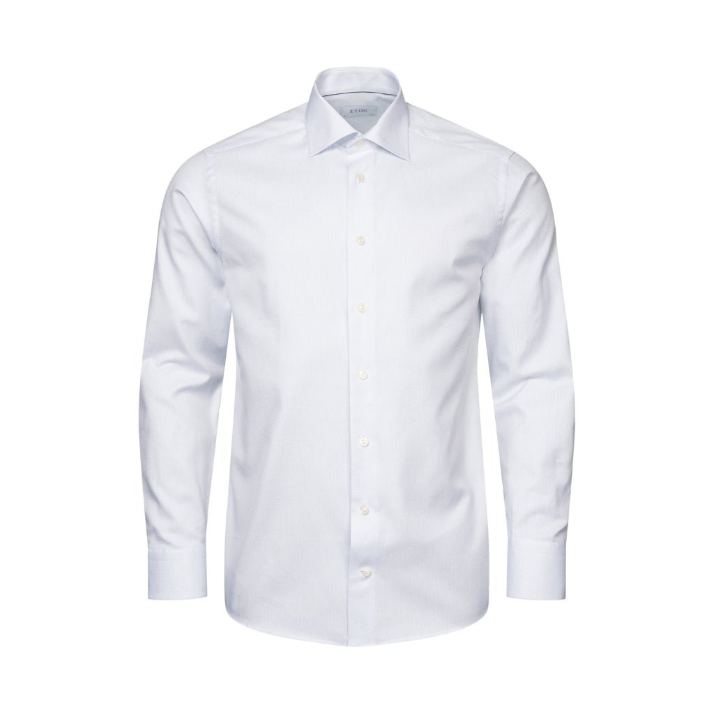 ETON Men's Contemporary Fit Pin Dot Single Cuff Signature Twill Dress Shirt - Light Blue | Business Casual & Office Wear | Formal Attire & Special Occasions