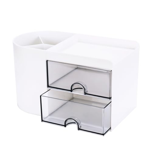4 Compartments + 2 Drawer (White)