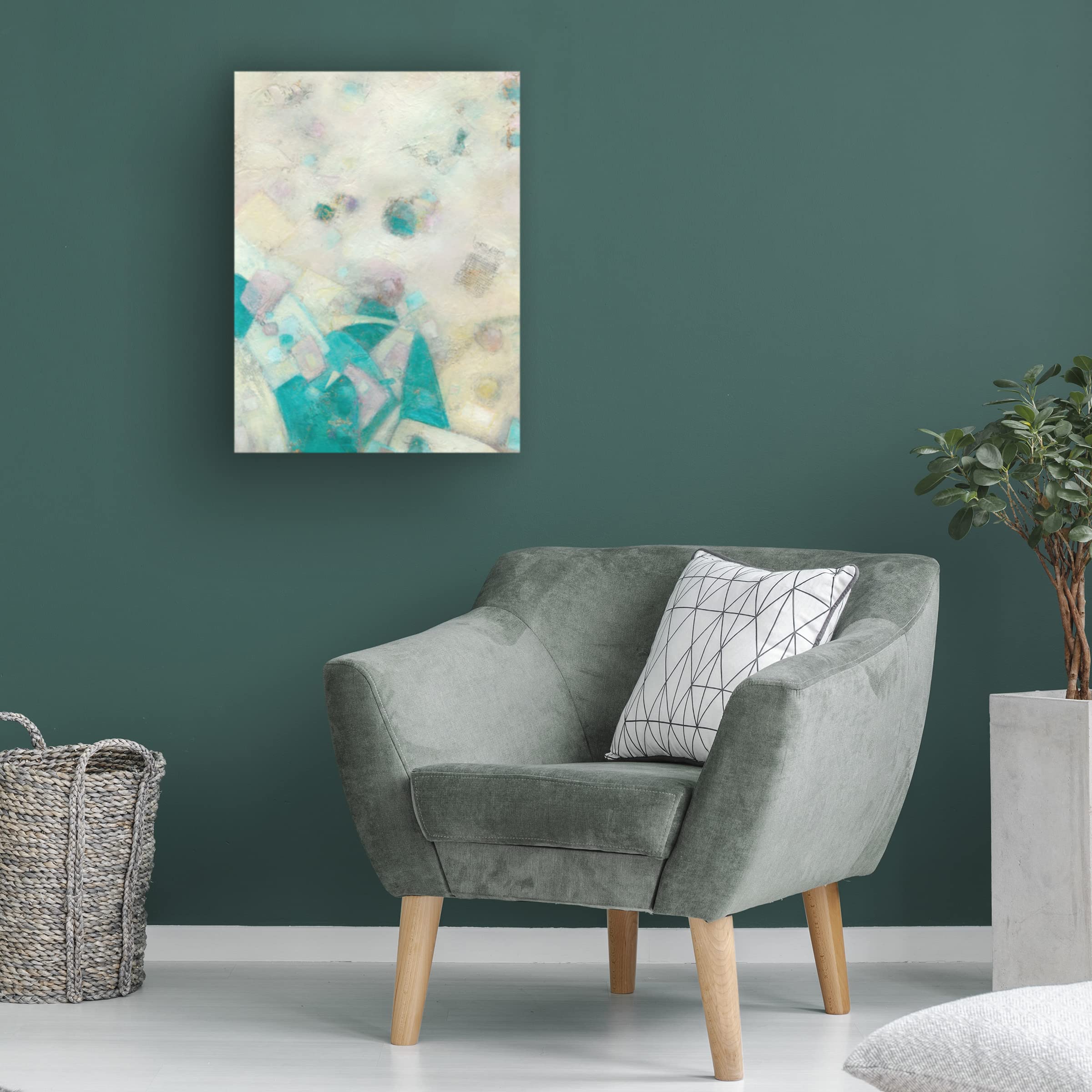 Beverly Crawford 'Turquoise Celebration I' Canvas Wall Art - Handmade Modern Abstract Painting for Living Room, Bedroom & Office Decor