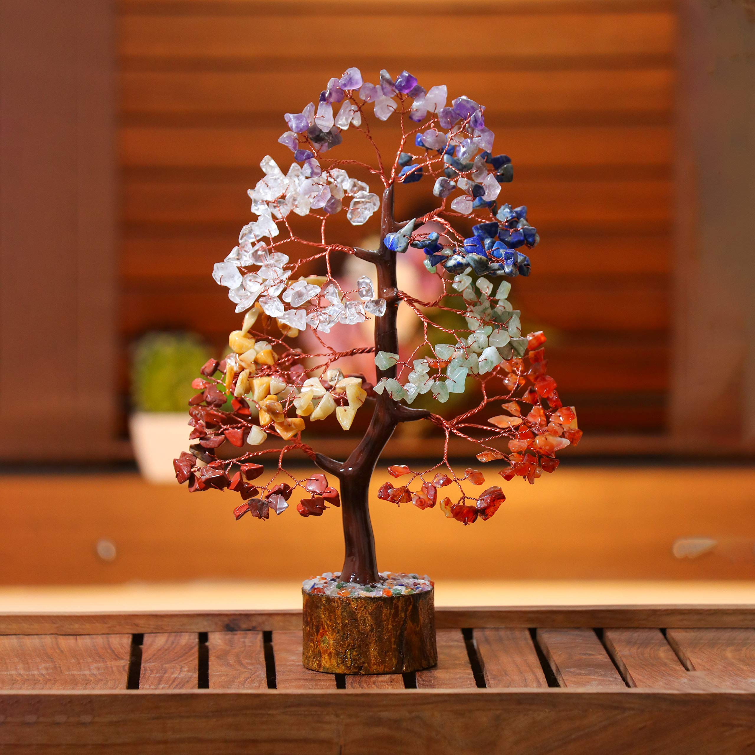 BEZAVO Seven Chakra Handmade Gemstone Money Tree for Wealth & Good Luck – Feng Shui Home & Office Decor with Healing Crystals – Spiritual Gifts for Women, Mom & Best Friend – Unique Birthday & Housewarming Present – Perfect for Meditation Spaces, Work Desks & Gift Giving