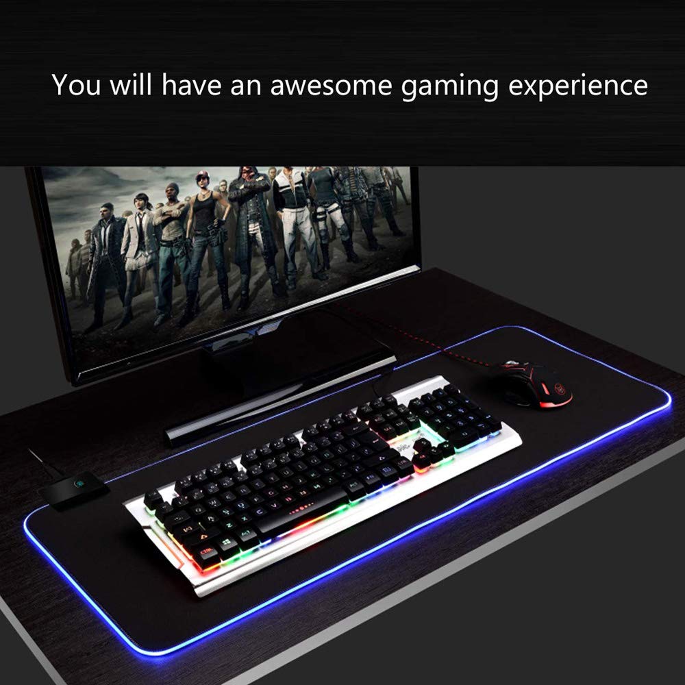 axGear RGB LED Gaming Mouse Pad - Large Non-Slip Surface with 16 Color Modes for PC, Laptop, Computer - Perfect for Gaming, Office Work & Home Use