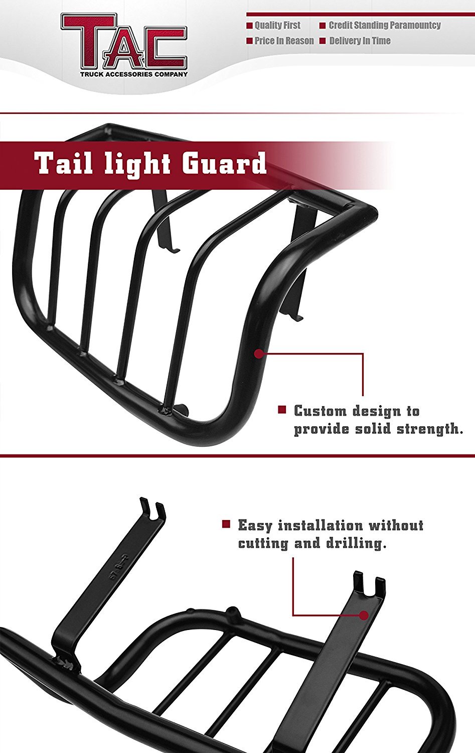 TAC Black Tail Light Guards Cover Protector for 2007-2018 Jeep Wrangler JK (Not Fit 2018 JL) - Wrap Around Design, Durable Exterior Accessories (1 Pair) - Perfect for Off-Roading & Jeep Customization