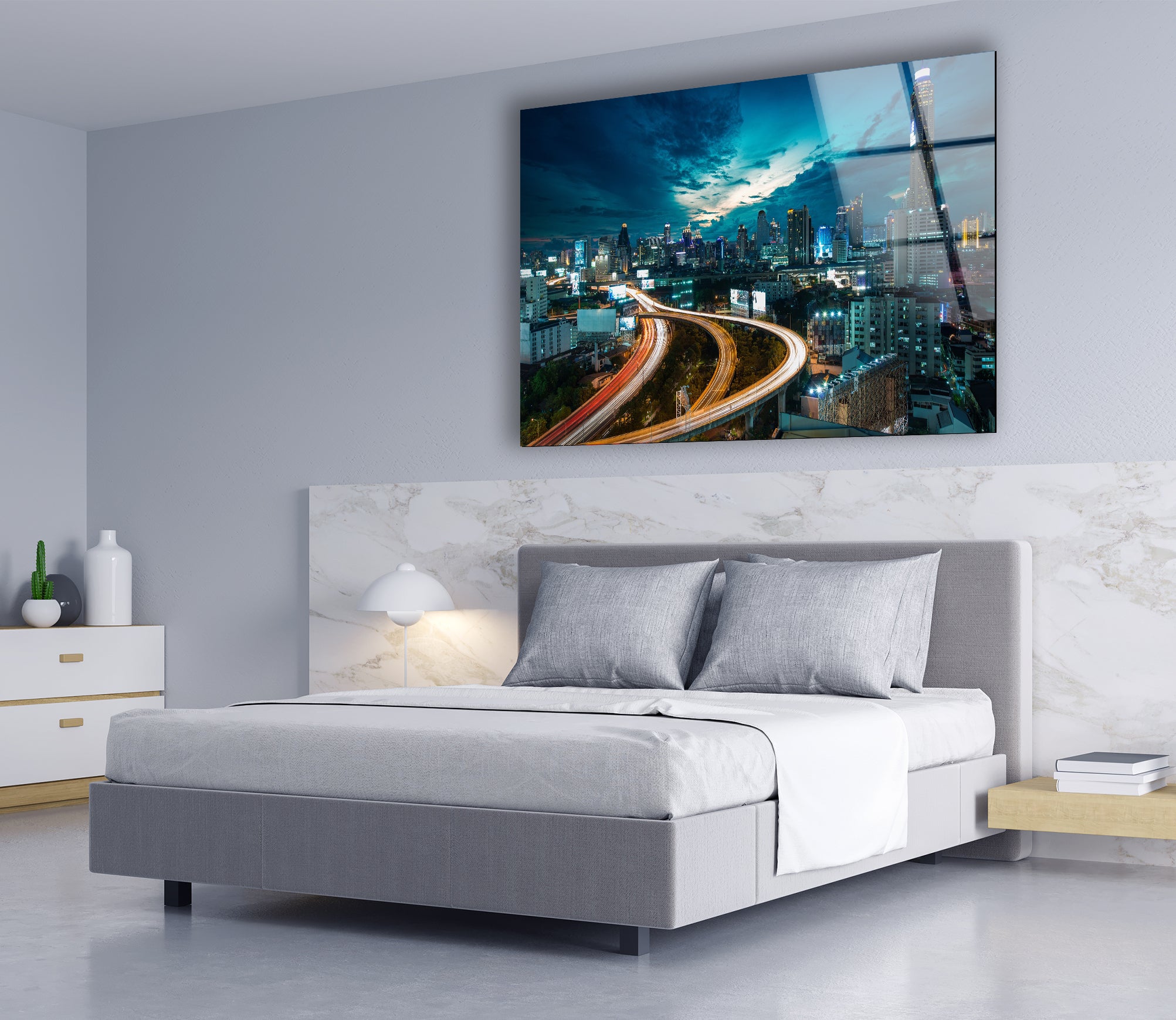 Bangkok Skyline Glass Wall Art – Stunning Night View of Thailand’s Iconic Cityscape | Modern Home & Office Decor | Perfect Gift for Travel Lovers & Cityscape Enthusiasts