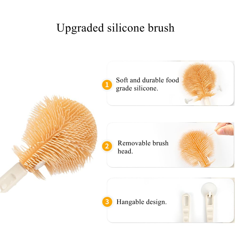 Travel Baby Bottle Cleaning Brush Set - Silicone Bottle Brush, Nipple Brush, Straw Cleaner with Soap Dispenser & Storage Box | Portable Baby Bottle Cleaner Kit for Travel, Home & On-the-Go (Purple) | Perfect for Diaper Bags, Daycare & Family Trips