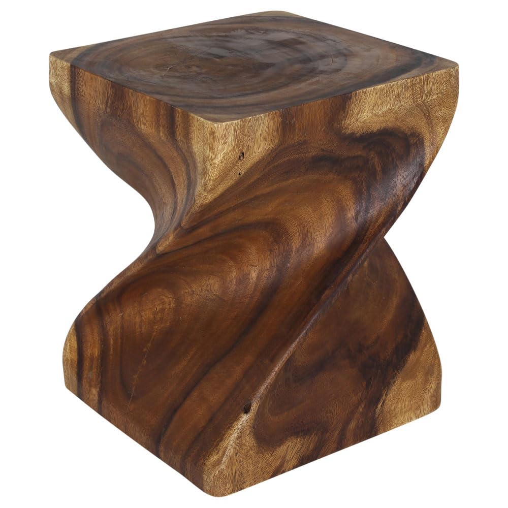 Haussmann® 16x16x20 Inch Walnut Wood Big Twist Coffee Table with Oil Finish - Perfect for Living Room, Lounge, and Modern Home Decor