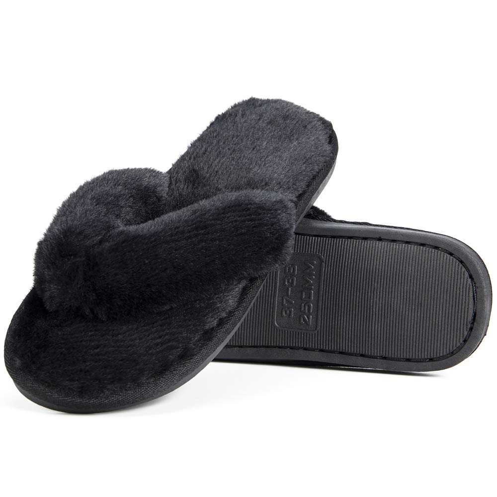 OMG Women's Fuzzy House Slippers - Cozy Furry Indoor/Outdoor Spa Slippers with Non-Slip Sole - Perfect for Home, Lounge, and Relaxation