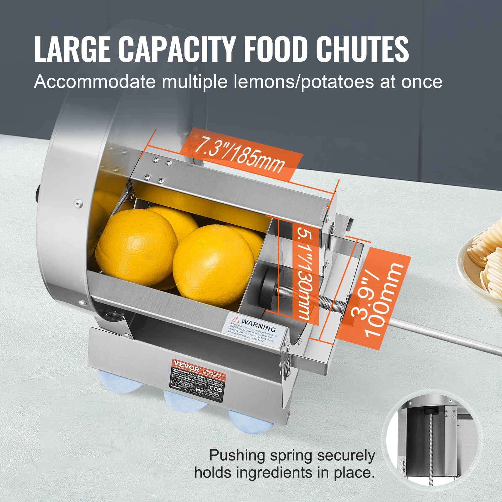 VEVOR Adjustable Stainless Steel Vegetable & Fruit Slicer - 0-12mm Thickness Commercial Food Cutter with 2 Blades - Perfect for Potatoes, Cucumbers, Tomatoes - Ideal for Restaurants, Catering & Home Kitchen Prep