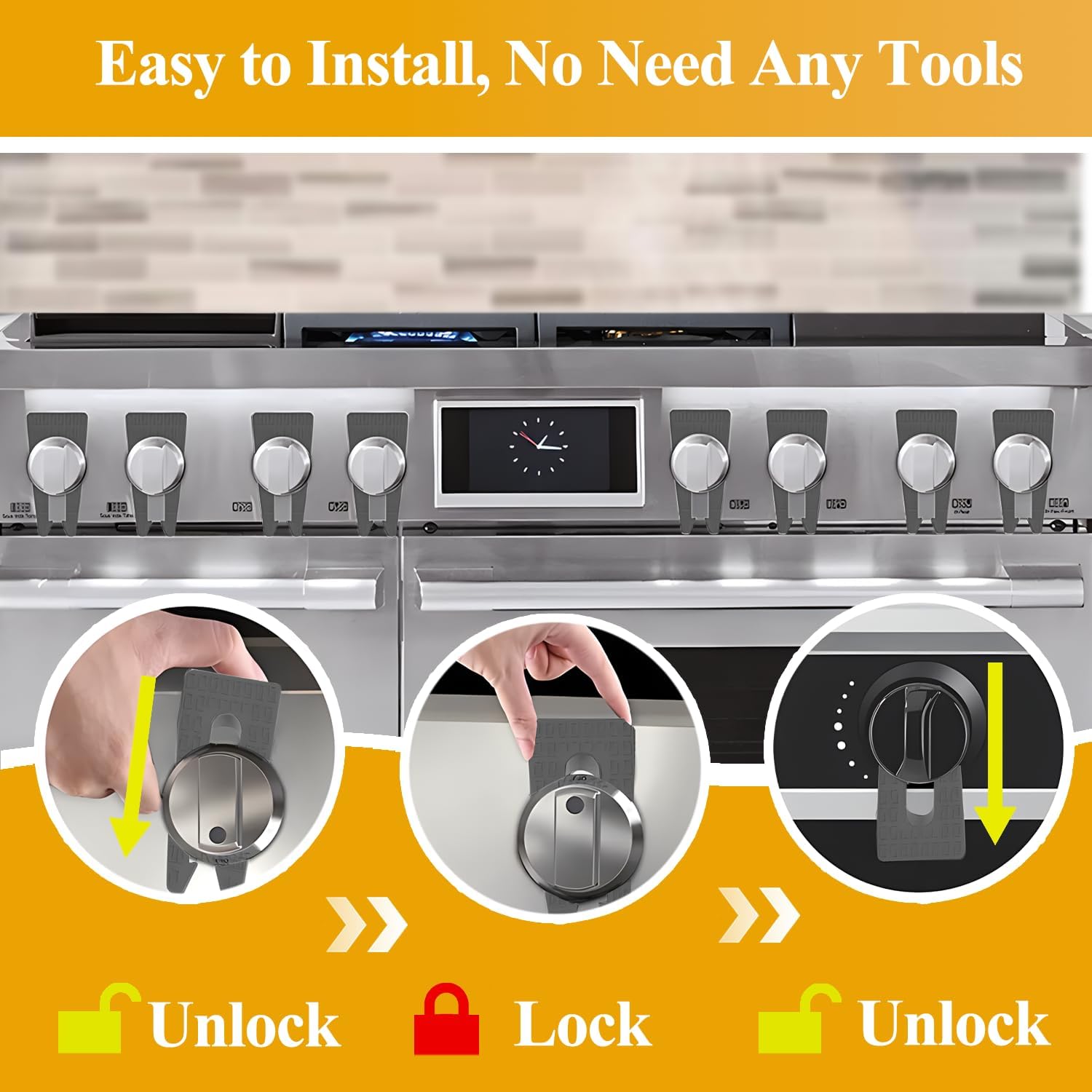 6-Pack Silicone Stove Knob Safety Covers - Child Proof Gas Oven Knob Locks for Kids & Pets Protection (Gray) - Perfect for Baby Proofing Kitchens & Preventing Accidental Gas Leaks