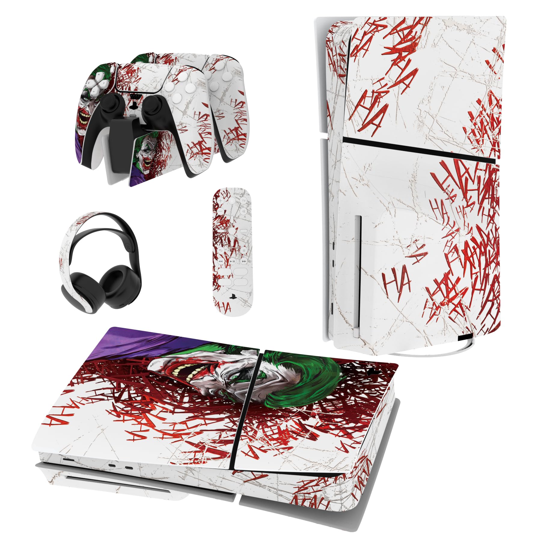 PlayVital PS5 Slim Console Skin Sticker - Vinyl Decal Cover for Controller, Remote, Headset & Charging Base - Durable & Customizable Gaming Accessory - Perfect for Gaming Setups & Personalization