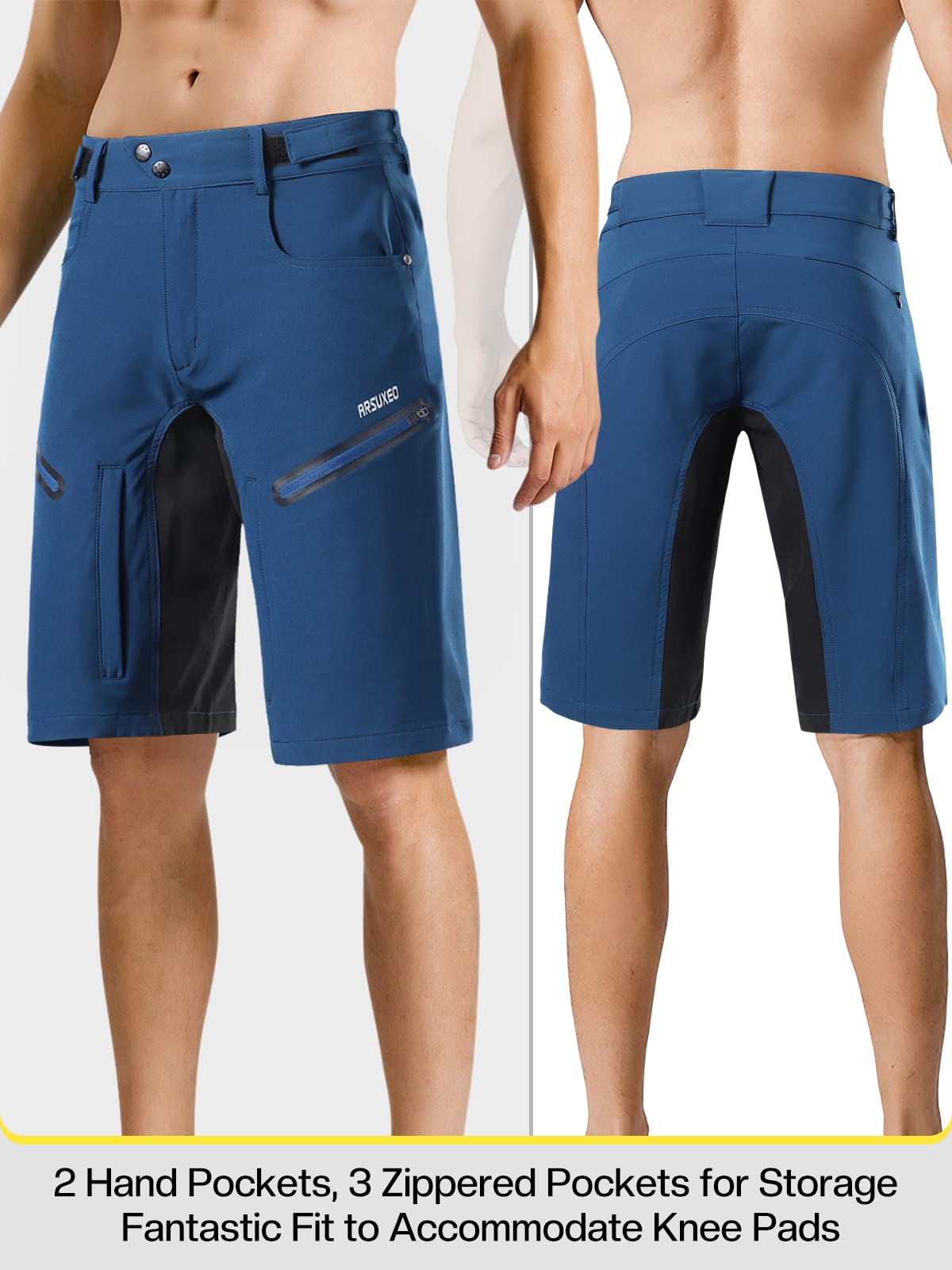 **ARSUXEO Men's Cycling Shorts - Breathable Loose Fit Mountain Bike Shorts with Moisture-Wicking Waistband - Perfect for Road & Trail Riding**