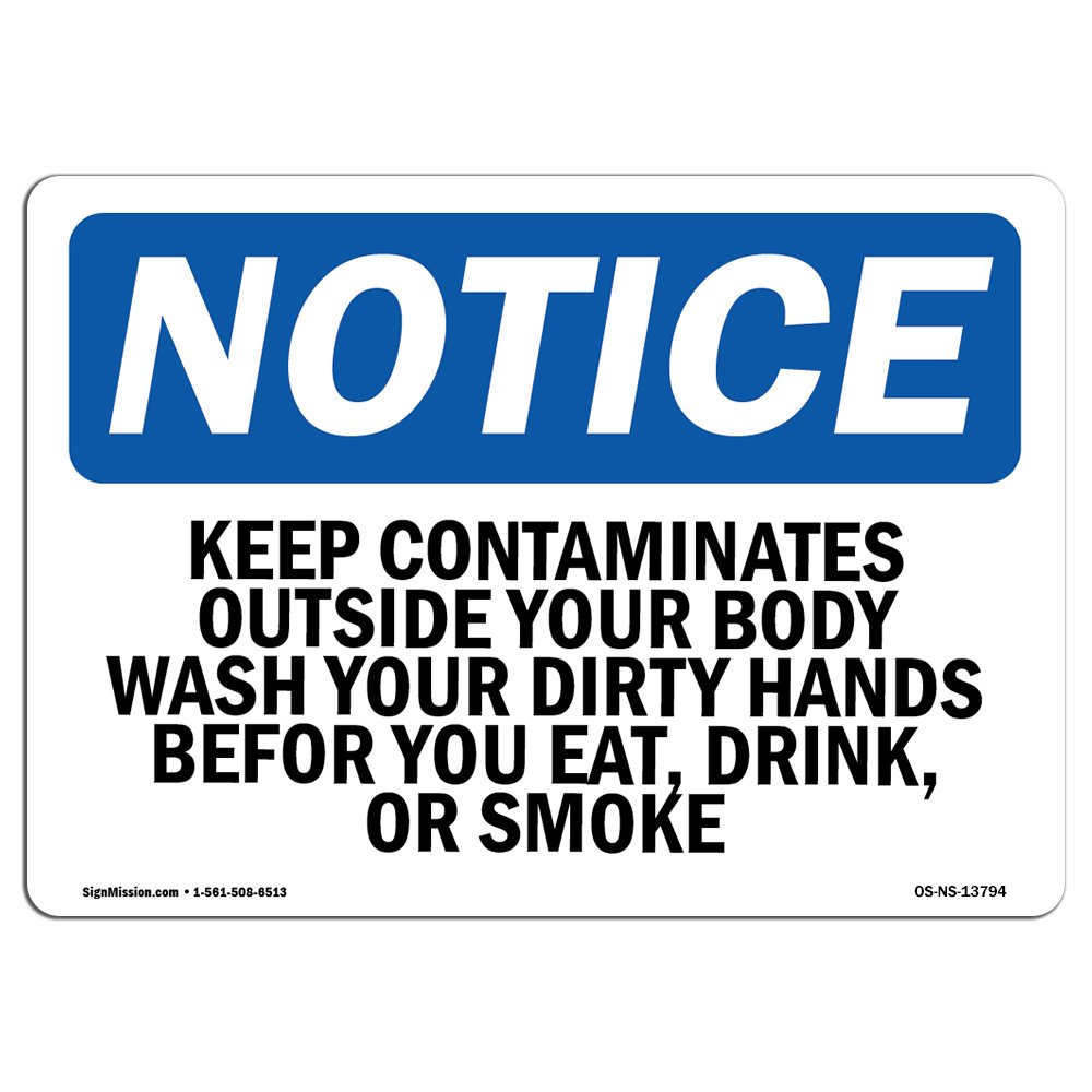 OSHA Notice Sign - Keep Contaminants Out | Durable Aluminum Safety Sign for Body Wash Areas | Protect Your Business, Warehouse & Worksite | Made in USA | Ideal for Restrooms, Locker Rooms & Industrial Facilities