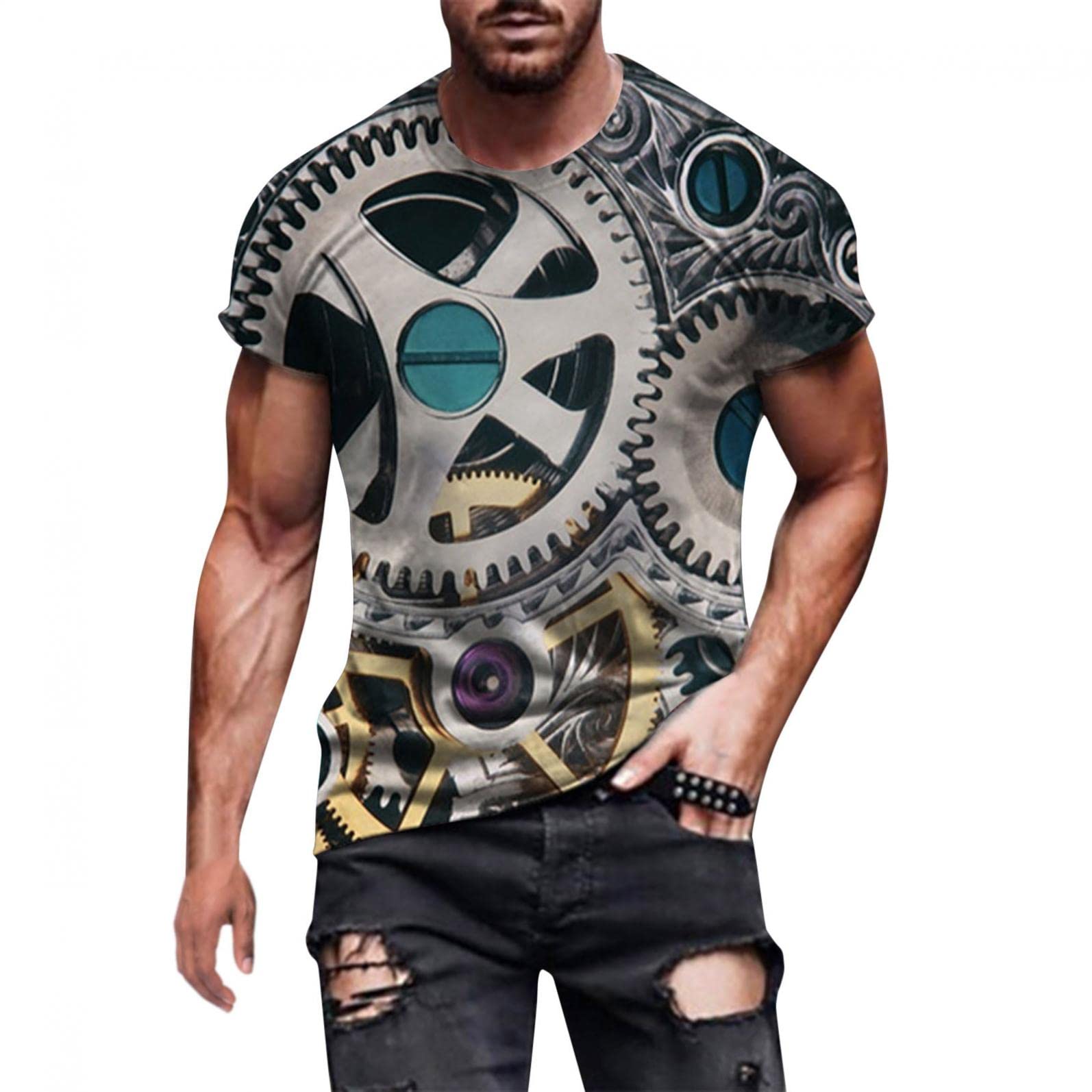 NOLDARES Men's Graphic Printed Short Sleeve T-Shirt - Slim Fit Crew Neck Casual Streetwear Tee for Everyday Wear, Gym & Outfits