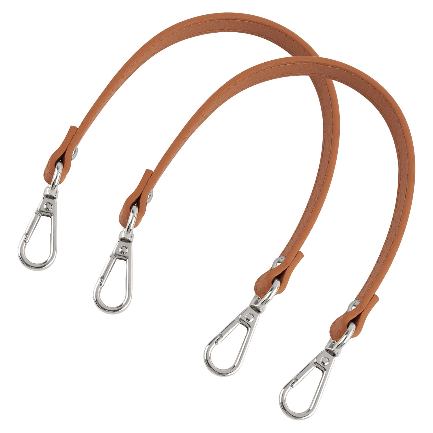 2 Pack Genuine Leather Replacement Handbag Straps - Brown Shoulder Bag Straps with Silver Swivel Lobster Clasps for Women's Purses & Totes | Perfect for Repair, Customization & Everyday Use