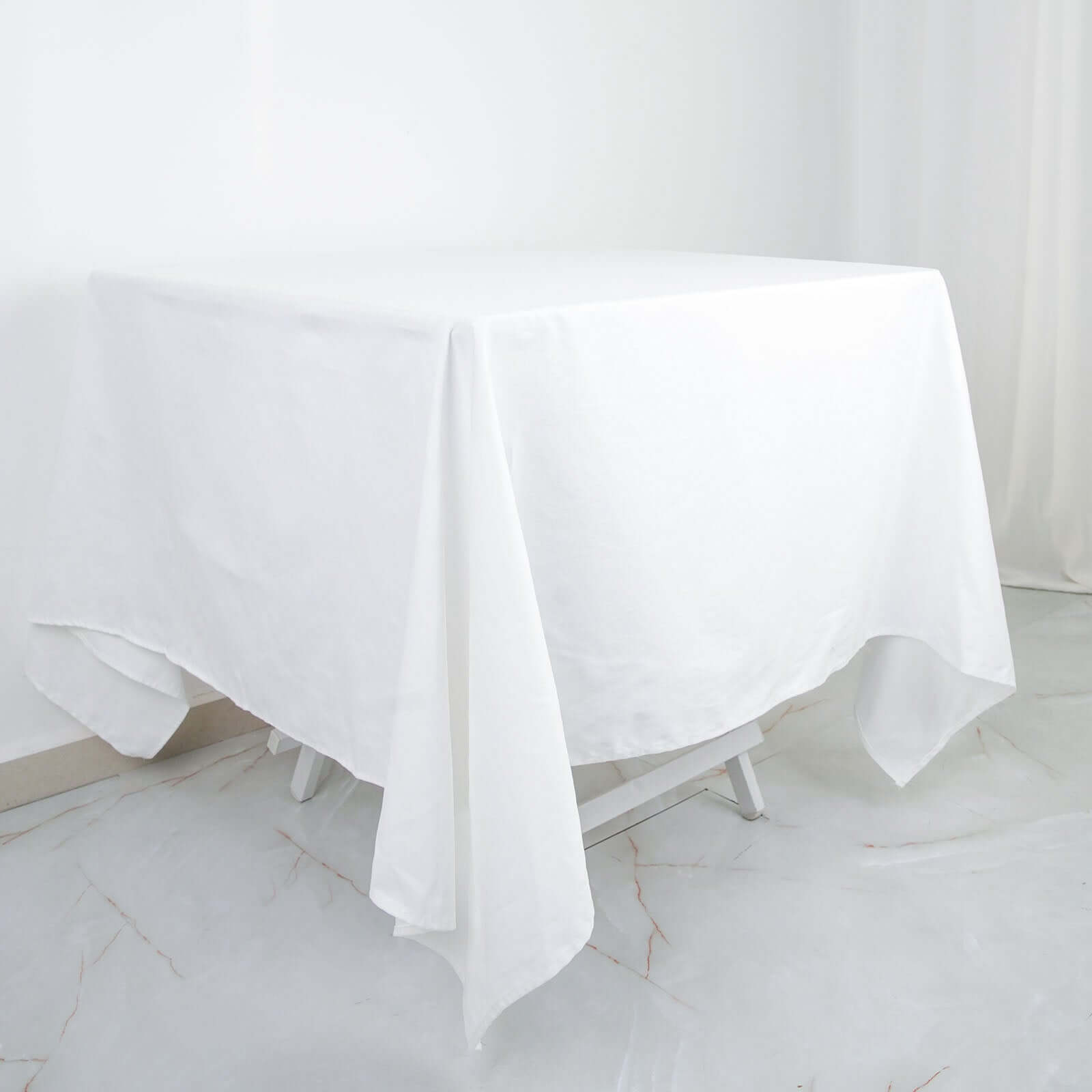 Premium 70x70 Inch 100% Cotton White Square Tablecloth - Soft, Breathable Linen Table Overlay for Dining, Parties & Home Decor