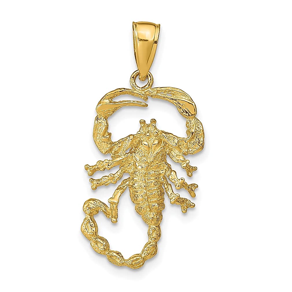 14K Yellow Gold Solid Scorpion Pendant Necklace - Zodiac Scorpio Charm Jewelry for Women, Elegant Insect Arachnid Fine Jewelry Gift for Her - Perfect for Birthday, Anniversary & Special Occasions
