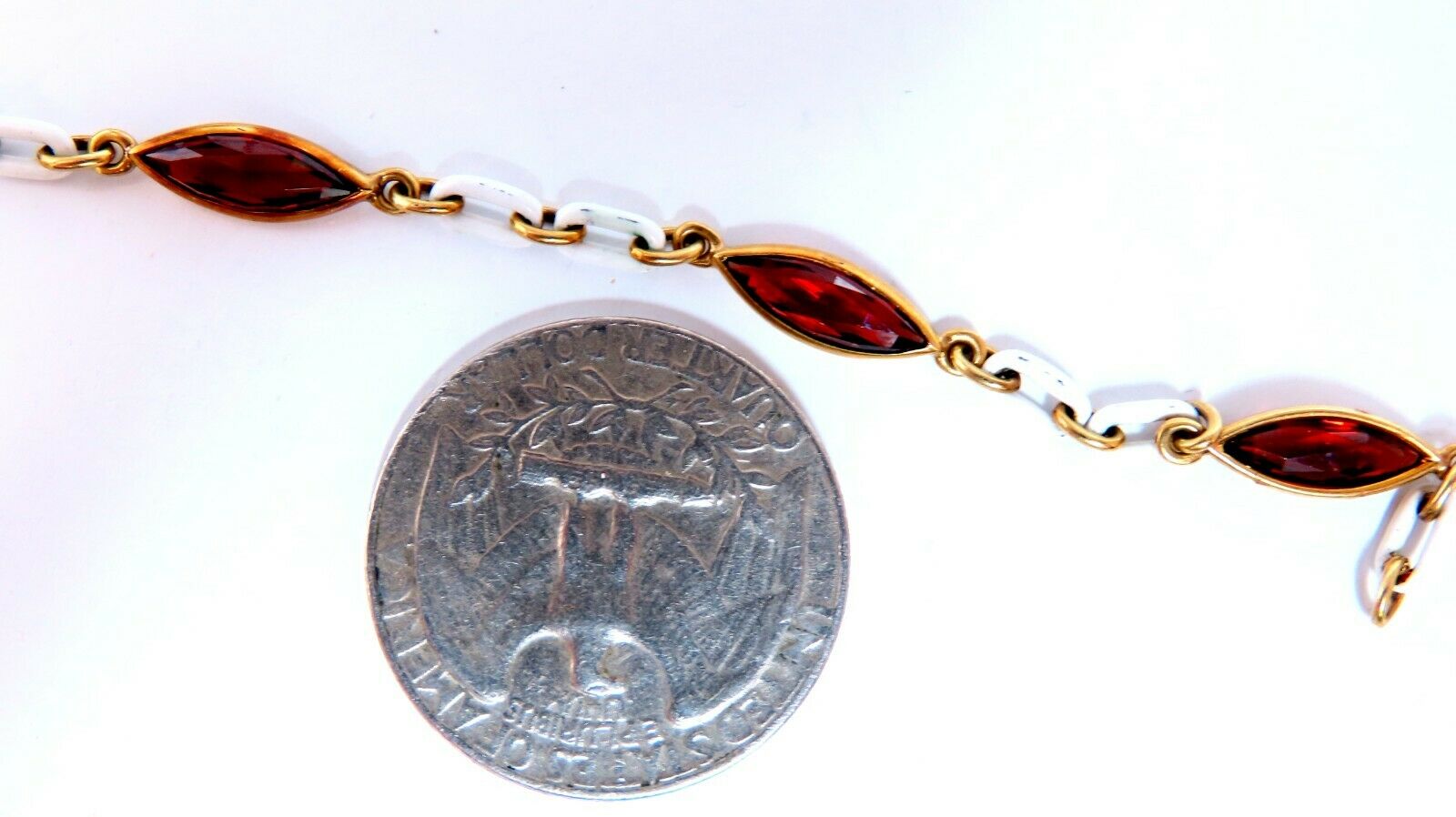3ct Natural Garnet Station Link Bracelet in 14kt Gold - Elegant Jewelry for Women, Perfect for Weddings, Parties & Everyday Wear