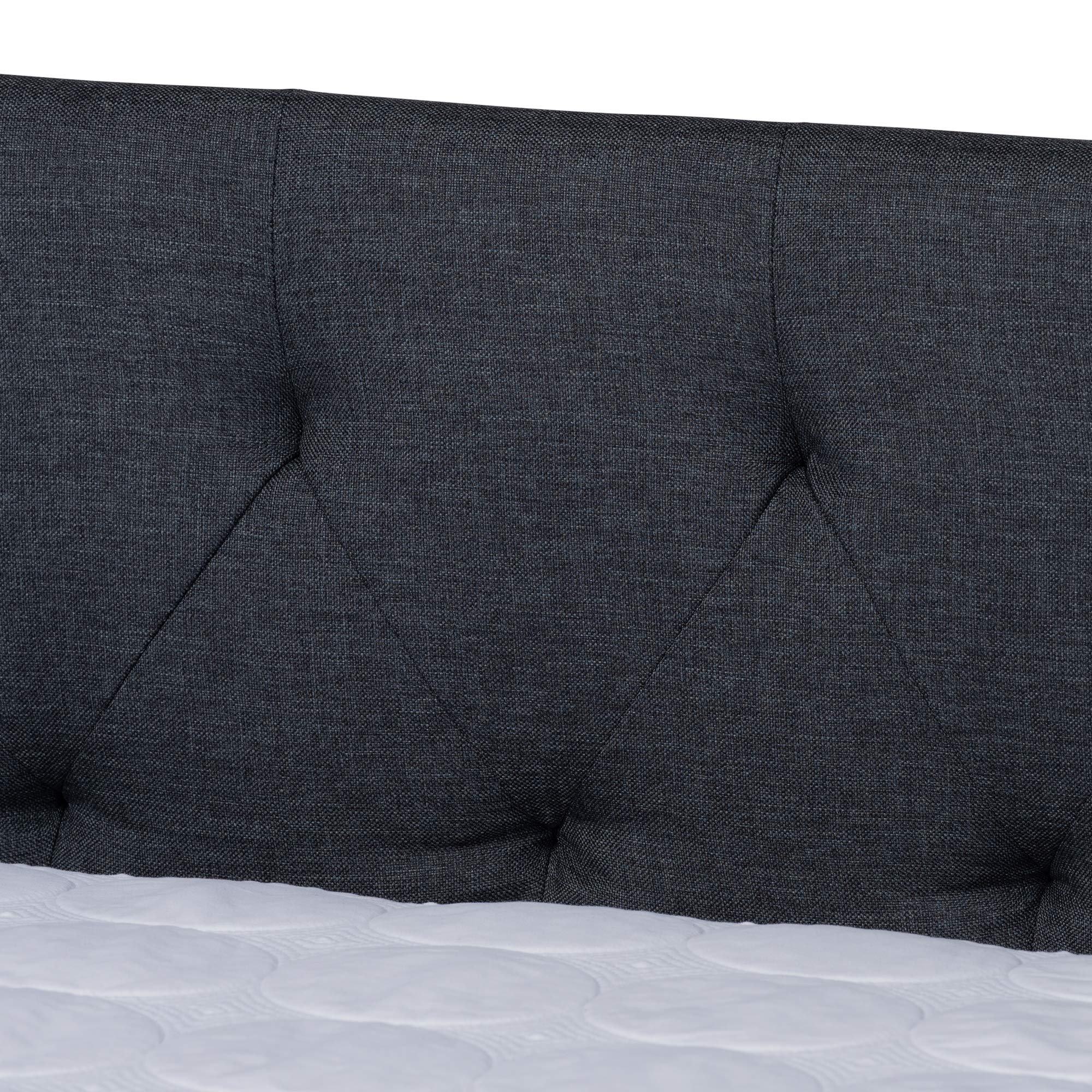 Baxton Studio Modern Queen Daybed with Trundle - Dark Grey Upholstered Sleeper Sofa for Guest Room, Living Room & Small Spaces