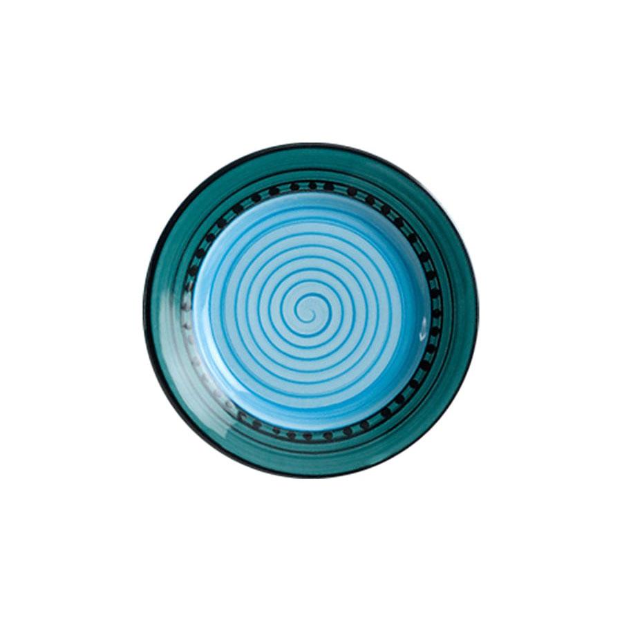 4-Piece Salad Plate Set - Blue & Green Carousel Pattern for Dining, Entertaining & Kitchen Decor