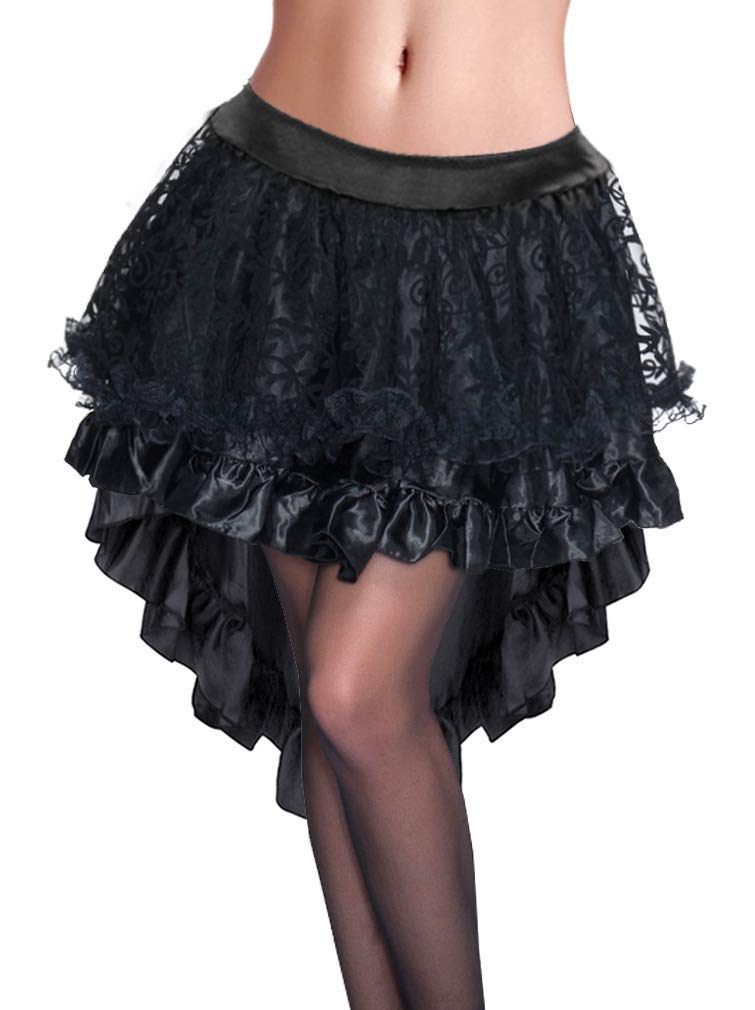 Gothic Steampunk Dress for Women - Vintage Asymmetrical High Low Midi Skirt | Victorian Punk Fashion, Cosplay Costume, Halloween Outfit, LARP & Alternative Clothing