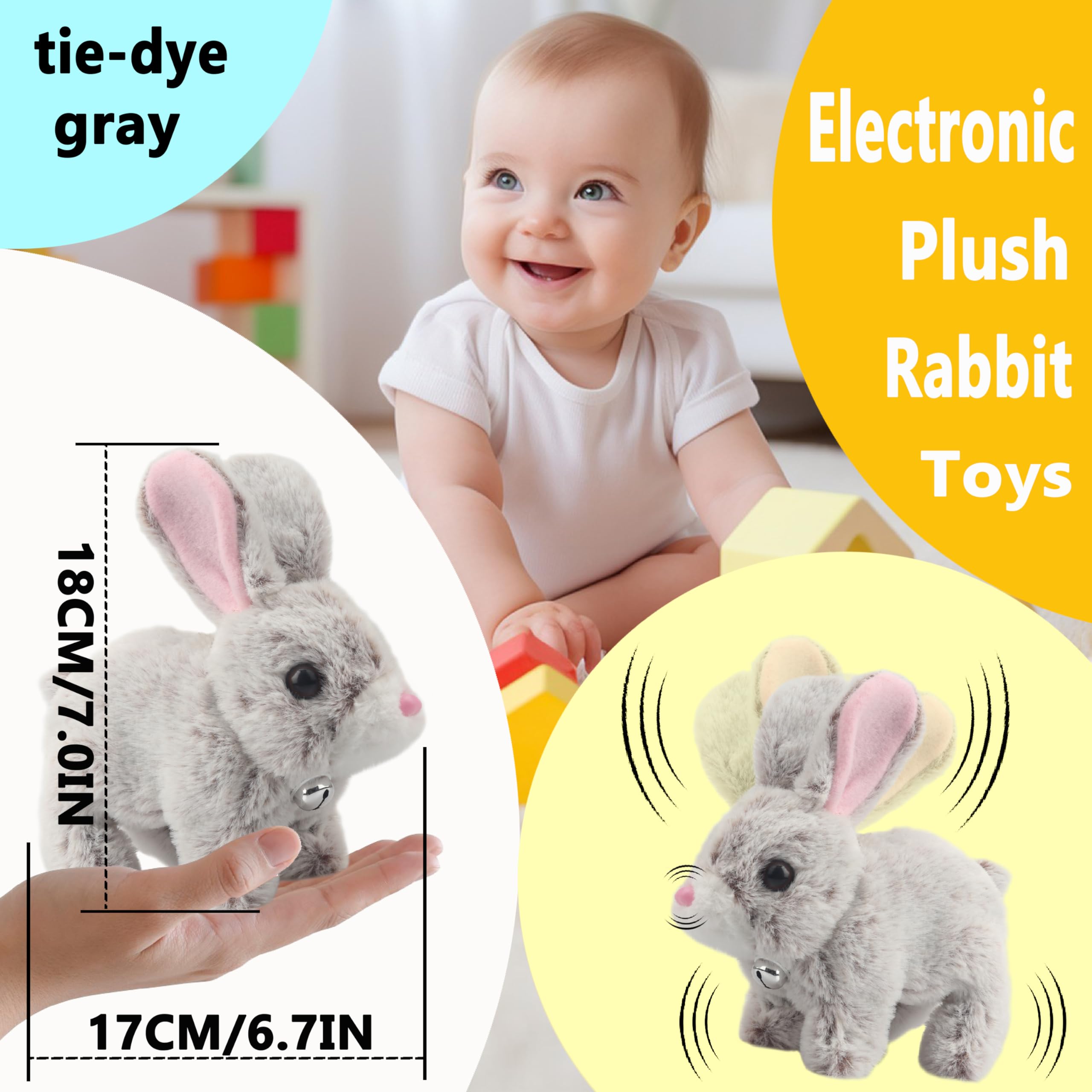 Realistic Interactive Plush Hopping Rabbit Toy for Toddlers & Kids - Walking, Wiggling Ears, Twitching Nose with Sounds - Perfect Easter, Christmas & Birthday Gift (Brown) | Fun Learning Pet Companion for Playtime & Bedtime