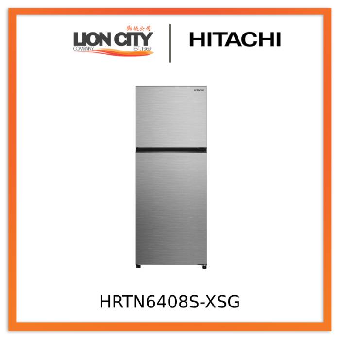Hitachi HRTN6408S XSG/BBKSG 374L 2 Door Refrigerator - Energy Efficient, Spacious Freezer & Fridge for Home, Kitchen, Office or Restaurant Use