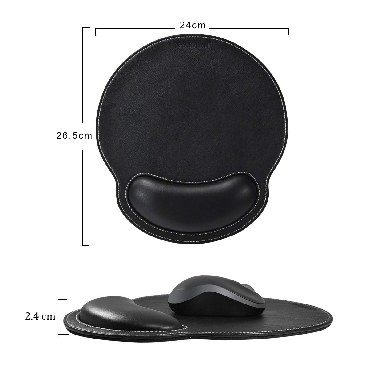 Ergonomic Mouse Pad with Wrist Support - PU Leather Memory Foam Desk Pad for Pain Relief, Waterproof Surface - Perfect for Home Office, Gaming & Computer Work (Black)