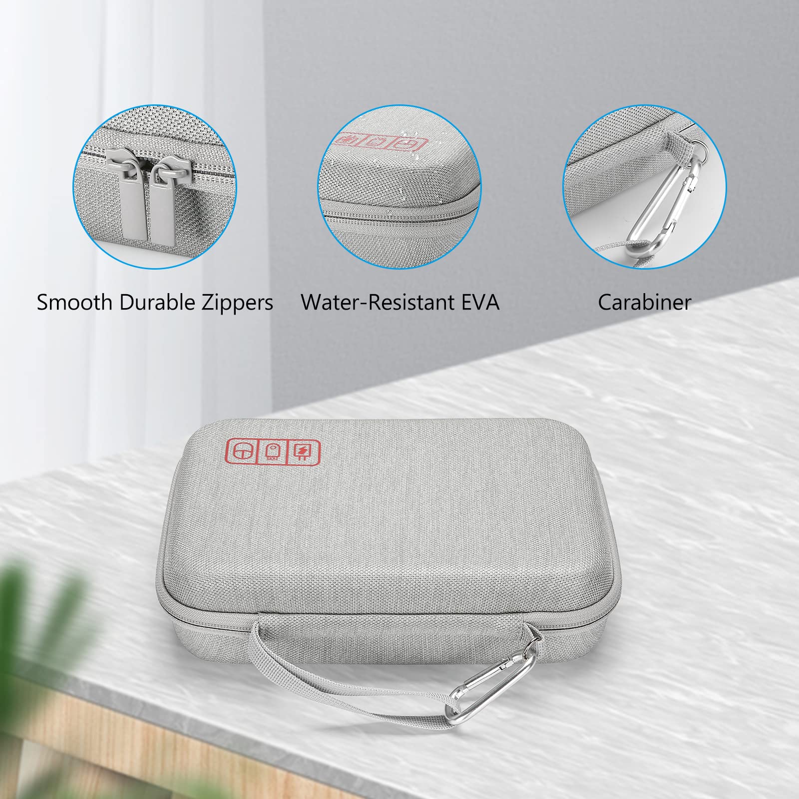 ProCase Hard Travel Electronic Organizer Case for MacBook Accessories - Power Adapter, Chargers, Cables, Power Bank, Magic Mouse, Apple Pencil, USB Flash Drive, SD Cards | Portable Grey Storage Bag (Large) | Perfect for Business Travel, Office & Home Organization