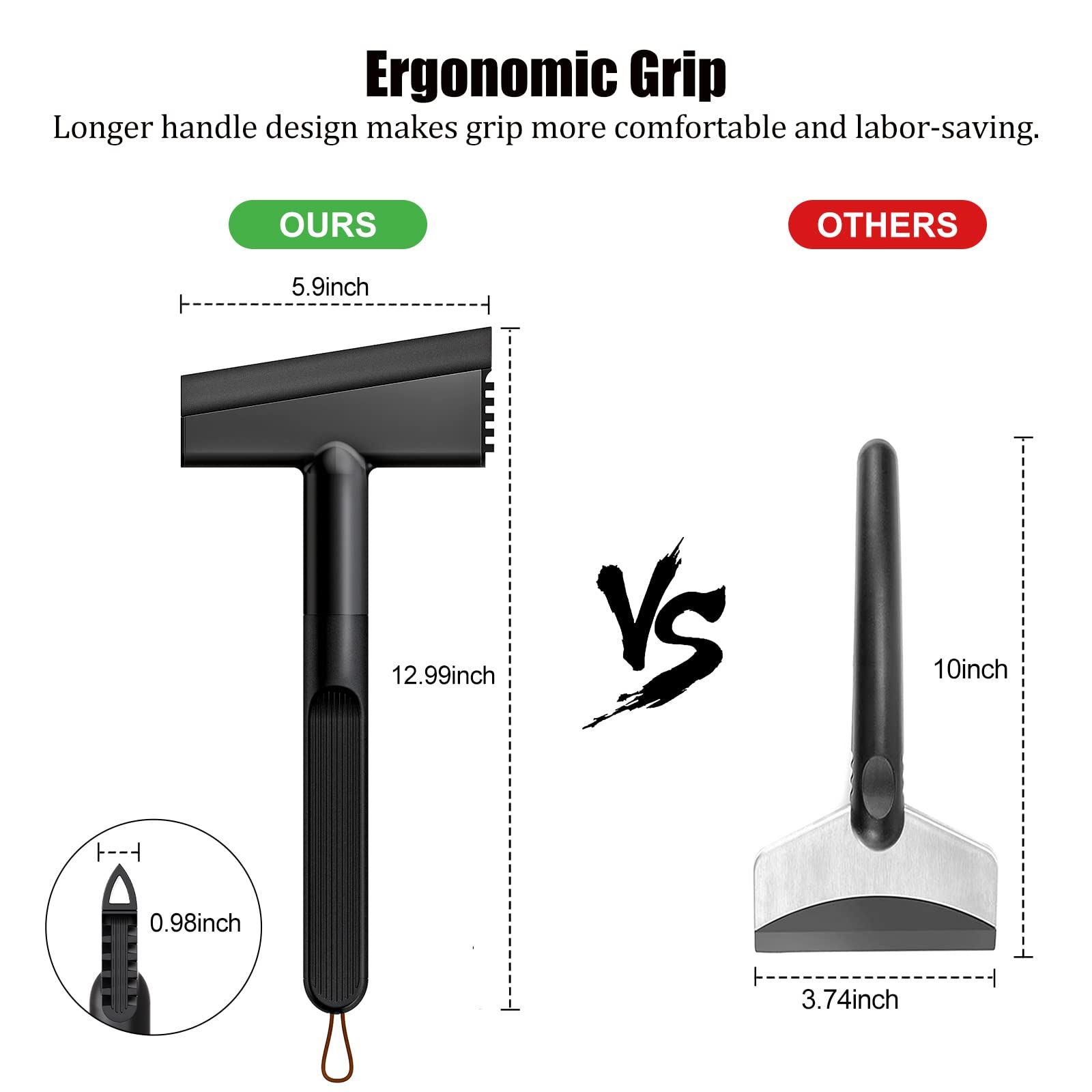 Premium 2-Pack Car Windshield Ice Scraper - Heavy Duty Snow & Frost Removal Tool with Ergonomic Handle | Winter Car Accessories for Snowy Weather & Emergency Roadside Use