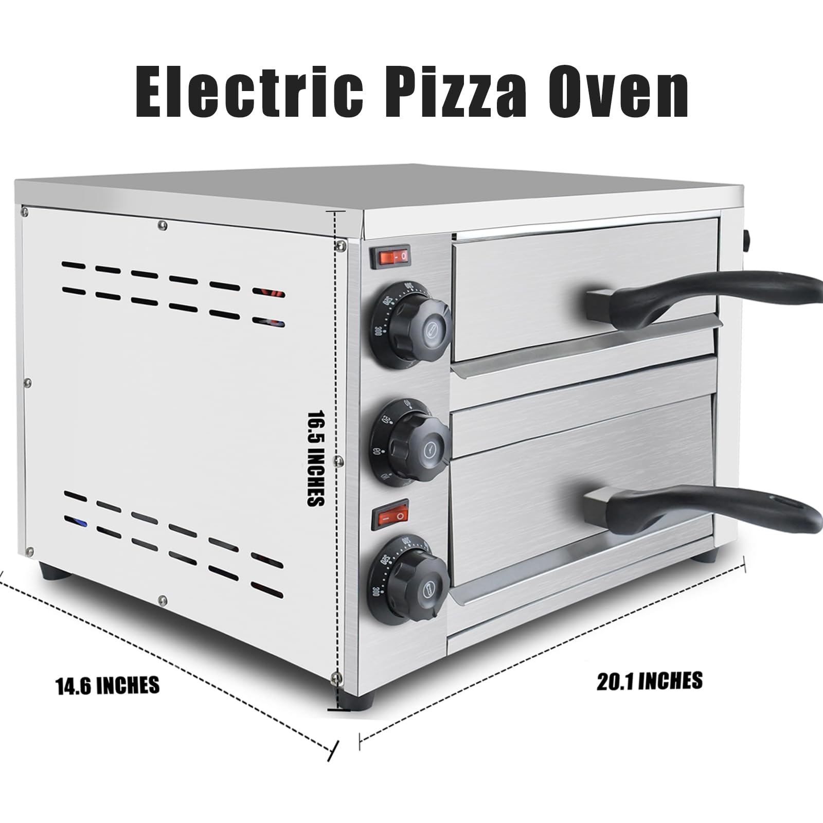 KOOTEN 2 Tier Electric Pizza Oven - Stainless Steel Commercial Countertop Pizza Maker with Timer for Home & Restaurant | Perfect for Indoor Baking, Parties & Small Businesses