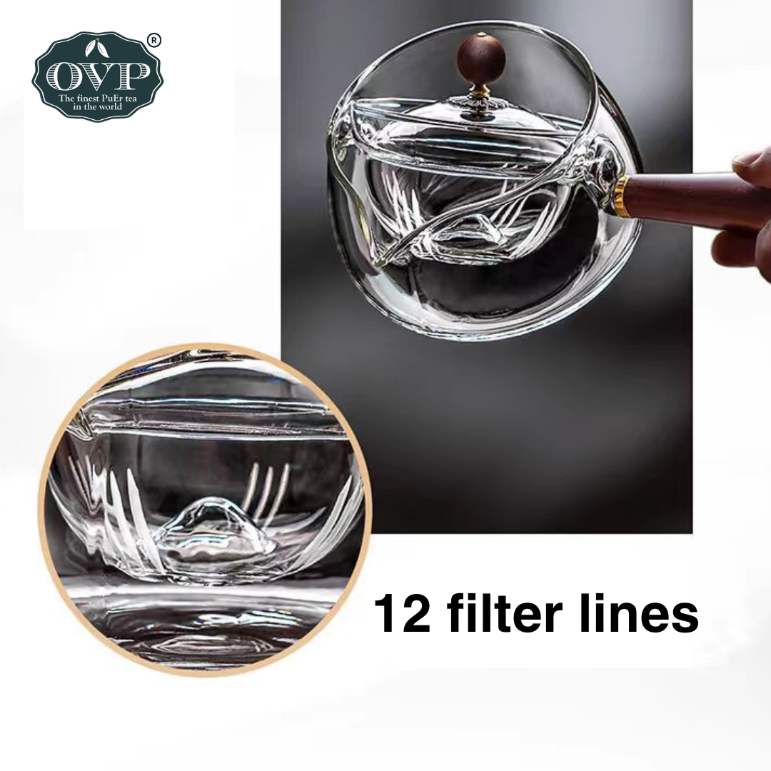 Premium Borosilicate Glass Rotating Teapot with Ergonomic Handle - 17oz (500ml) - Perfect for Loose Leaf Tea, Herbal Infusions & Home Brewing - Ideal Gift for Tea Lovers