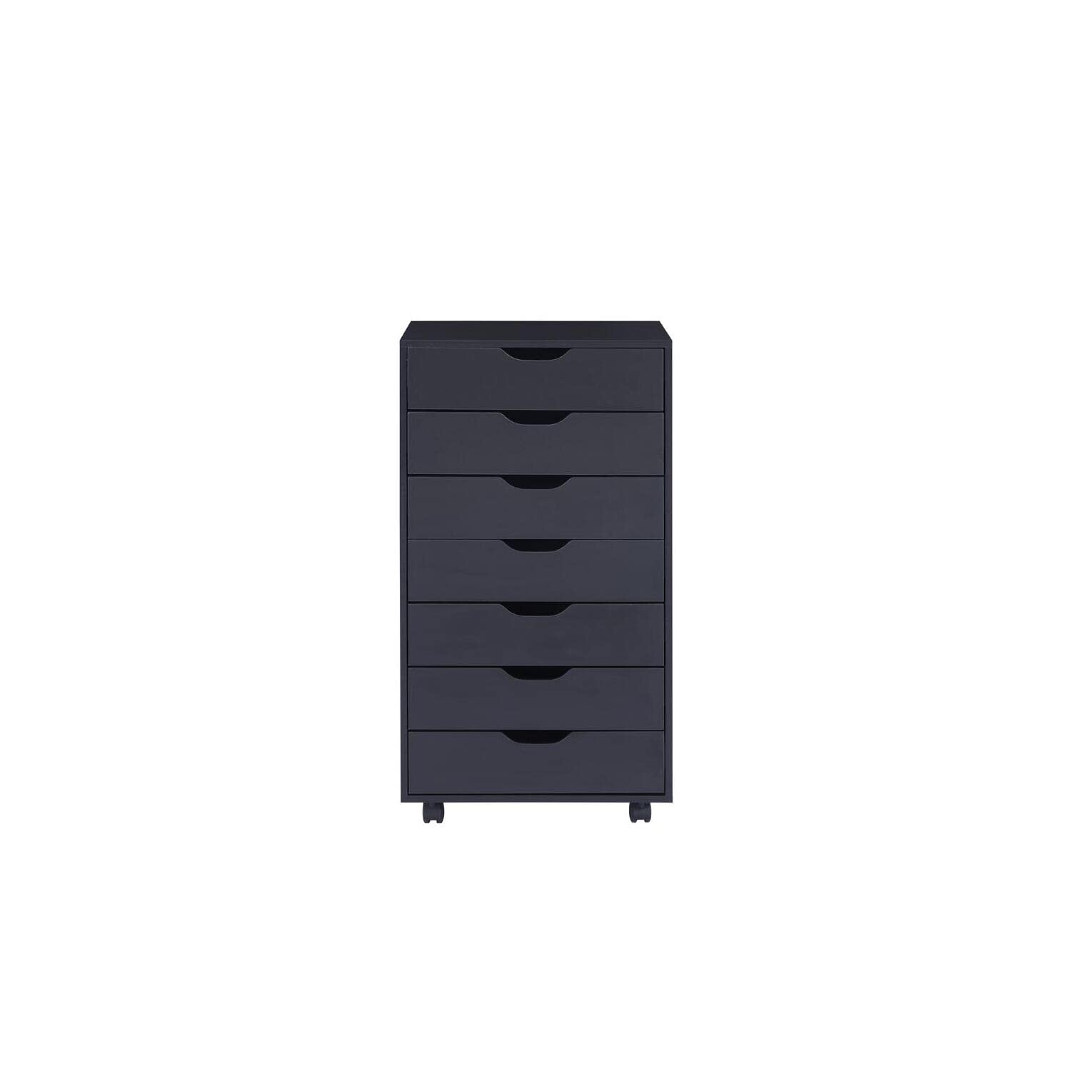 Naomi Home 7-Drawer Dresser for Bedroom - Tall Rolling Dresser with Storage Shelves & 180 lbs Capacity - Small Makeup Vanity for Closet - Black - Perfect for Small Spaces, Dorm Rooms & Apartment Organization