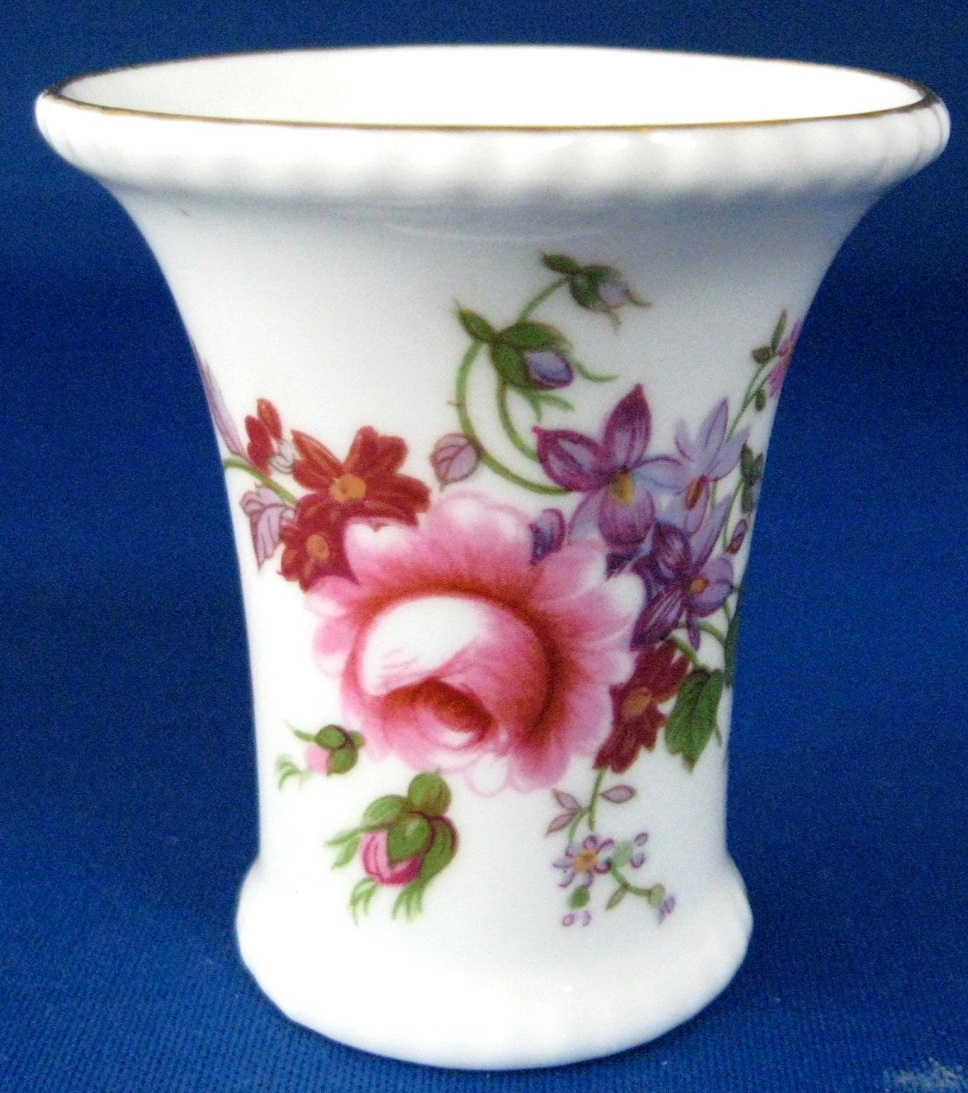 Royal Crown Derby English Bone China Toothpick Holder - Derby Posies Pink Roses Design, Elegant Small Vase for Home Decor | Perfect for Dining Table, Kitchen Countertop, and Gift Giving