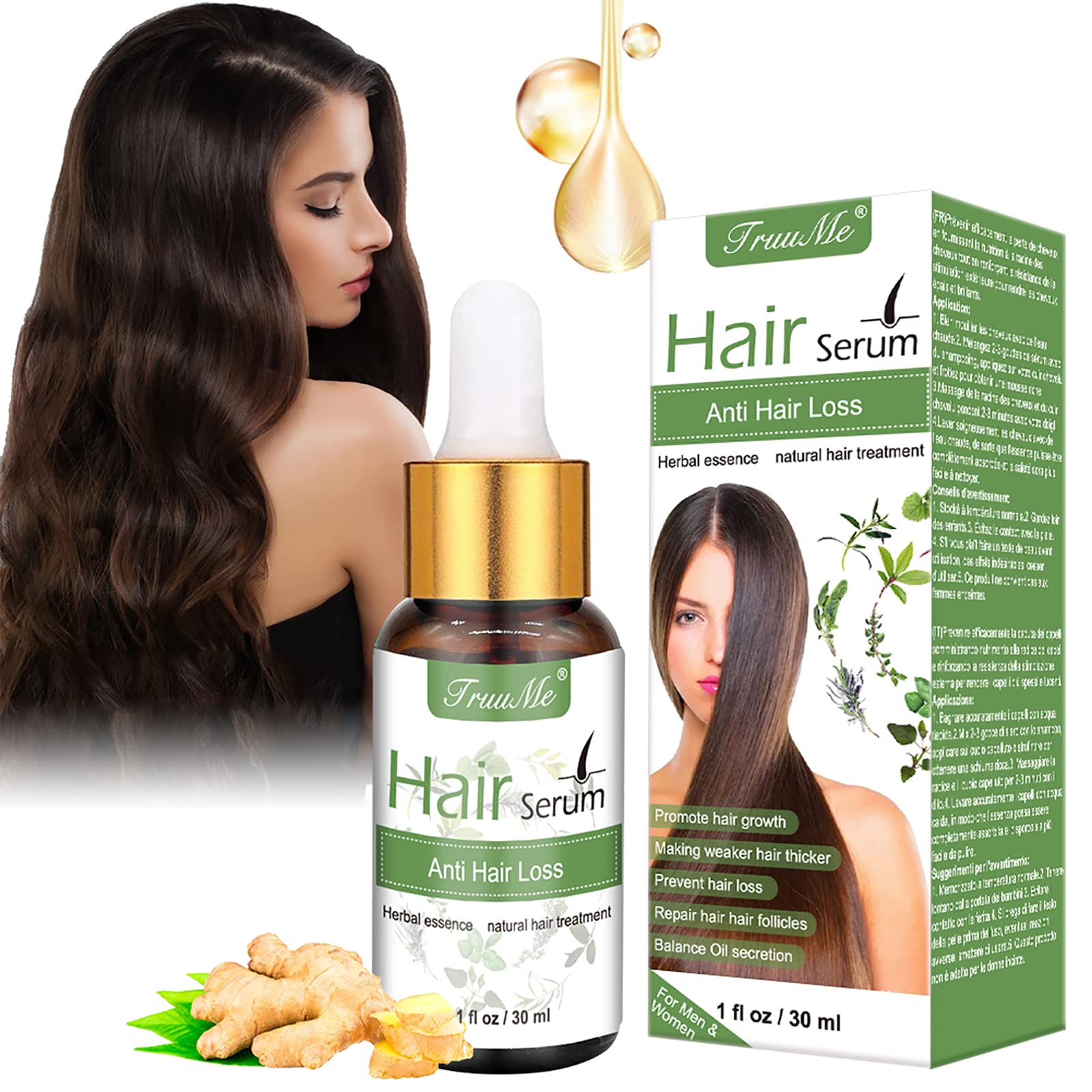 Natural Herbal Hair Regrowth Serum for Thinning Hair - Anti Hair Loss Treatment for Fast Growth & Thickening - Best for Men & Women - Use Daily for Fuller, Healthier Hair (Home & Salon Use)